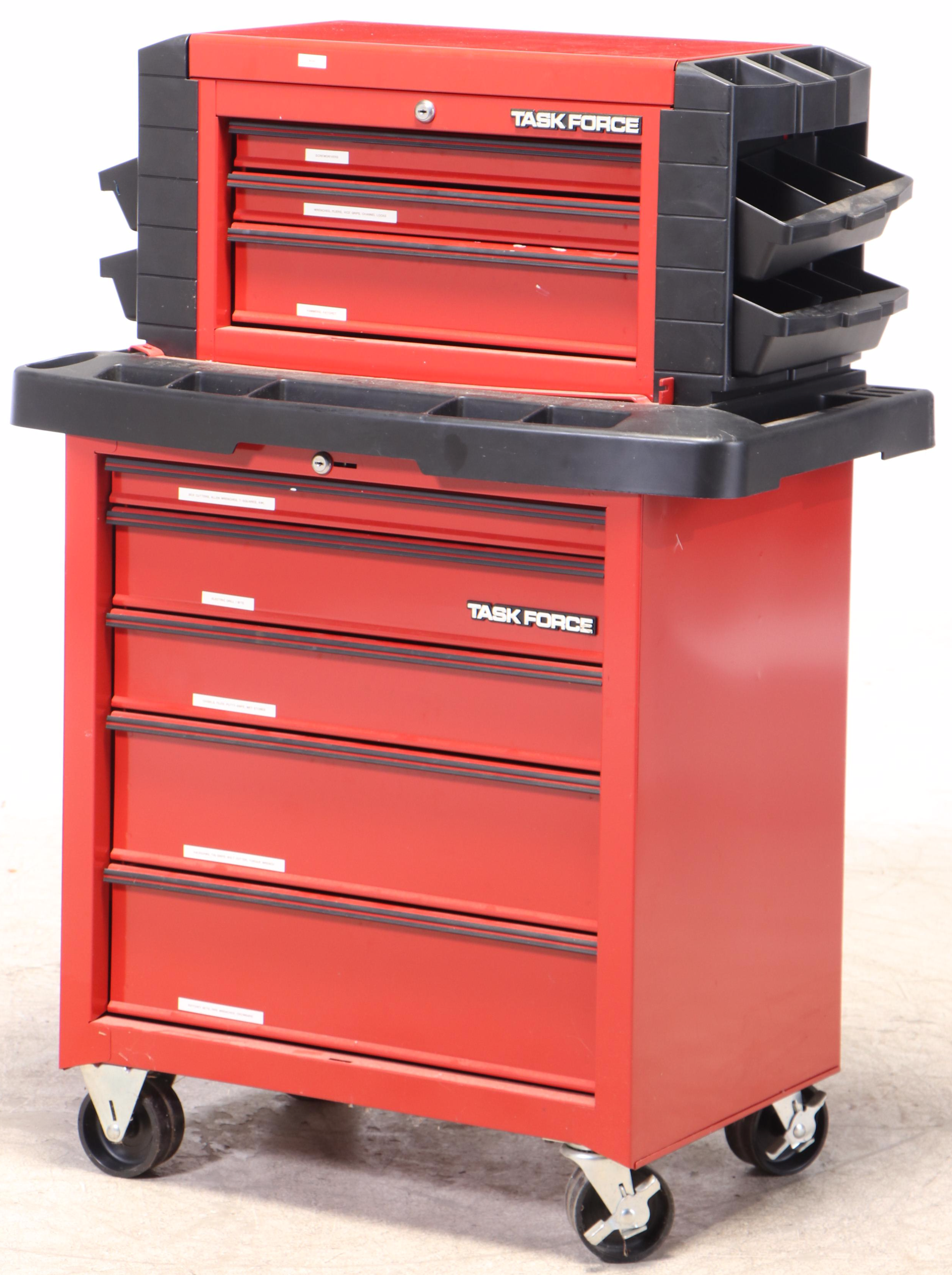 Task Force Tool Storage Cart with Tool Assortment and Skil Sawhorses