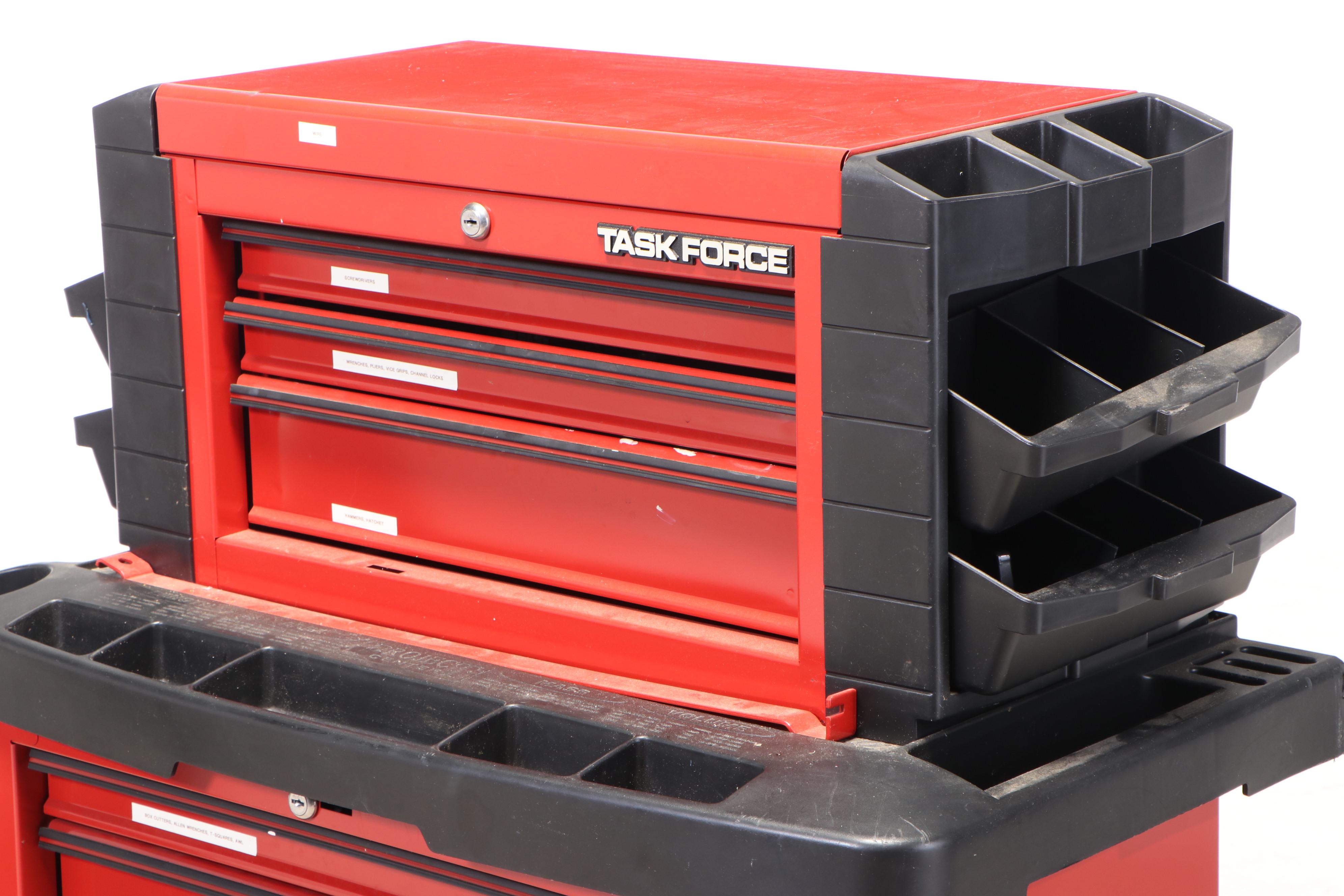 Task Force Tool Storage Cart with Tool Assortment and Skil Sawhorses