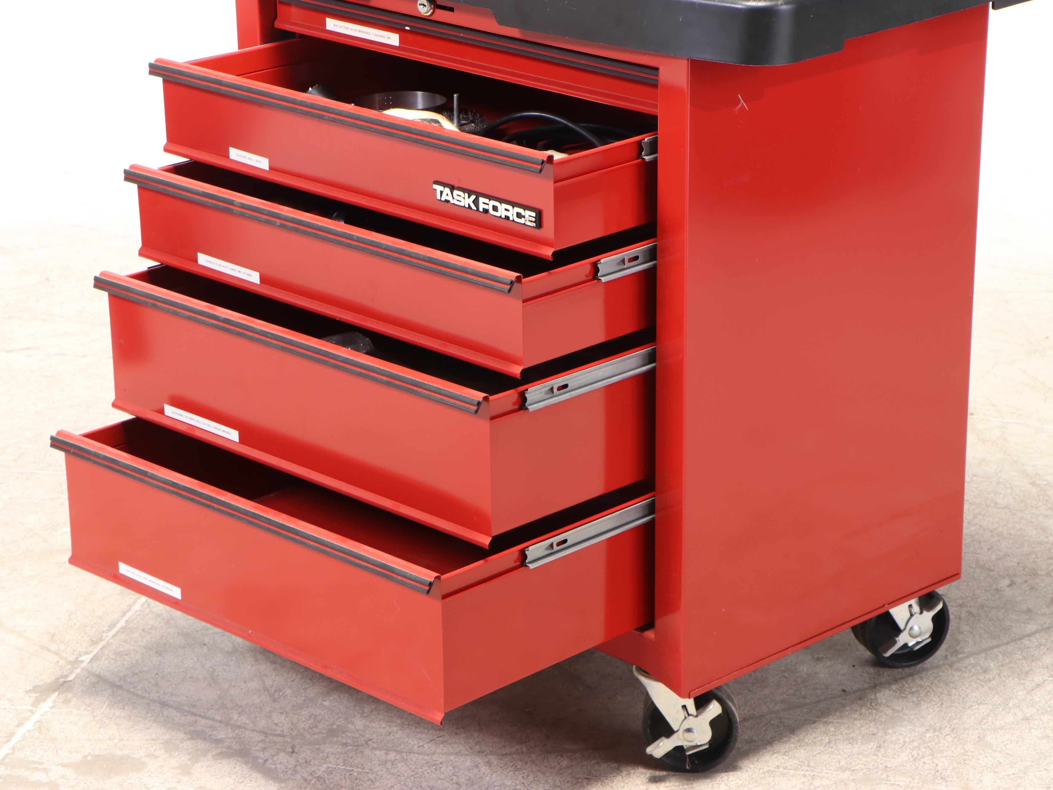 Task Force Tool Storage Cart with Tool Assortment and Skil Sawhorses