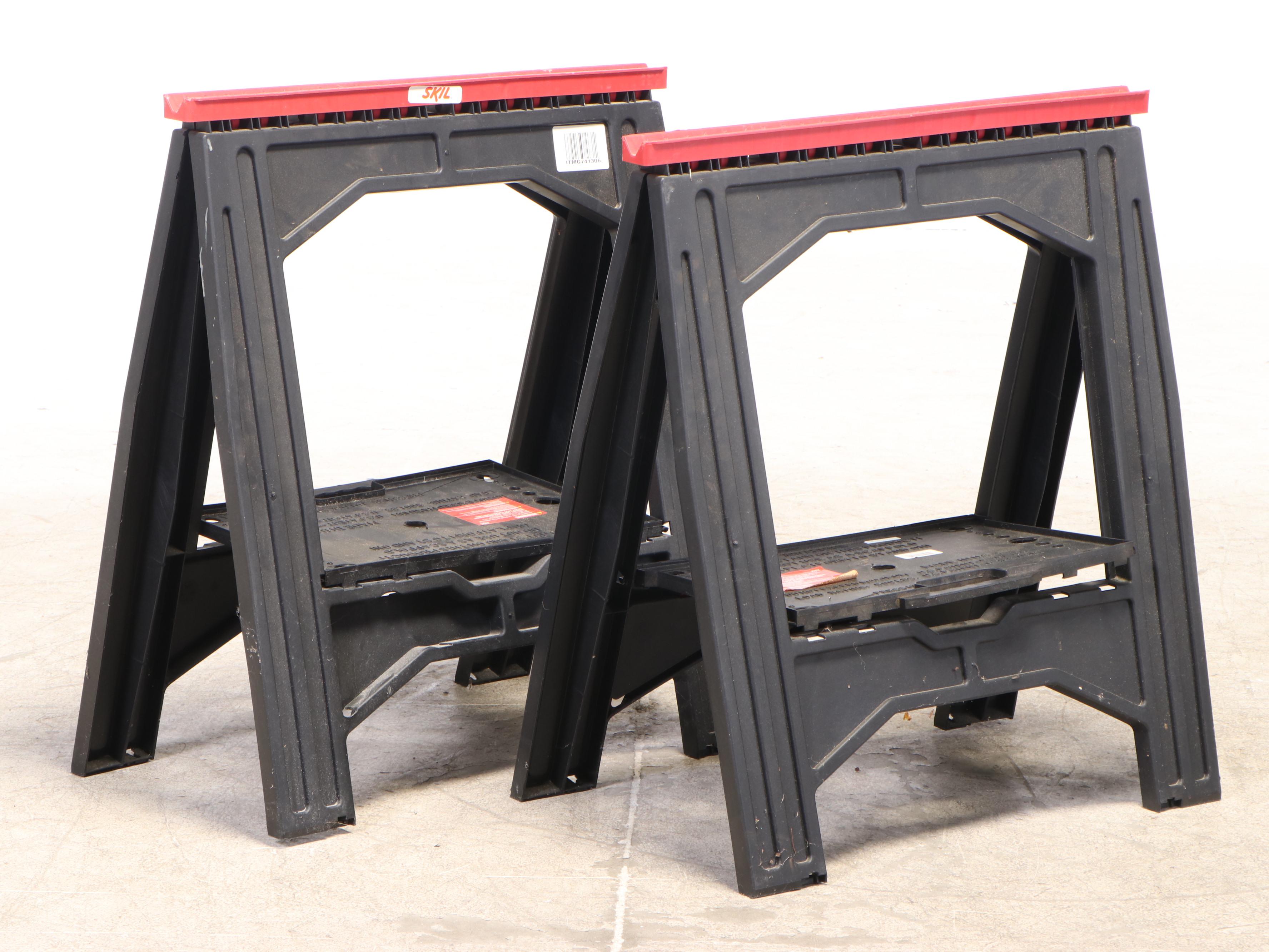 Task Force Tool Storage Cart with Tool Assortment and Skil Sawhorses