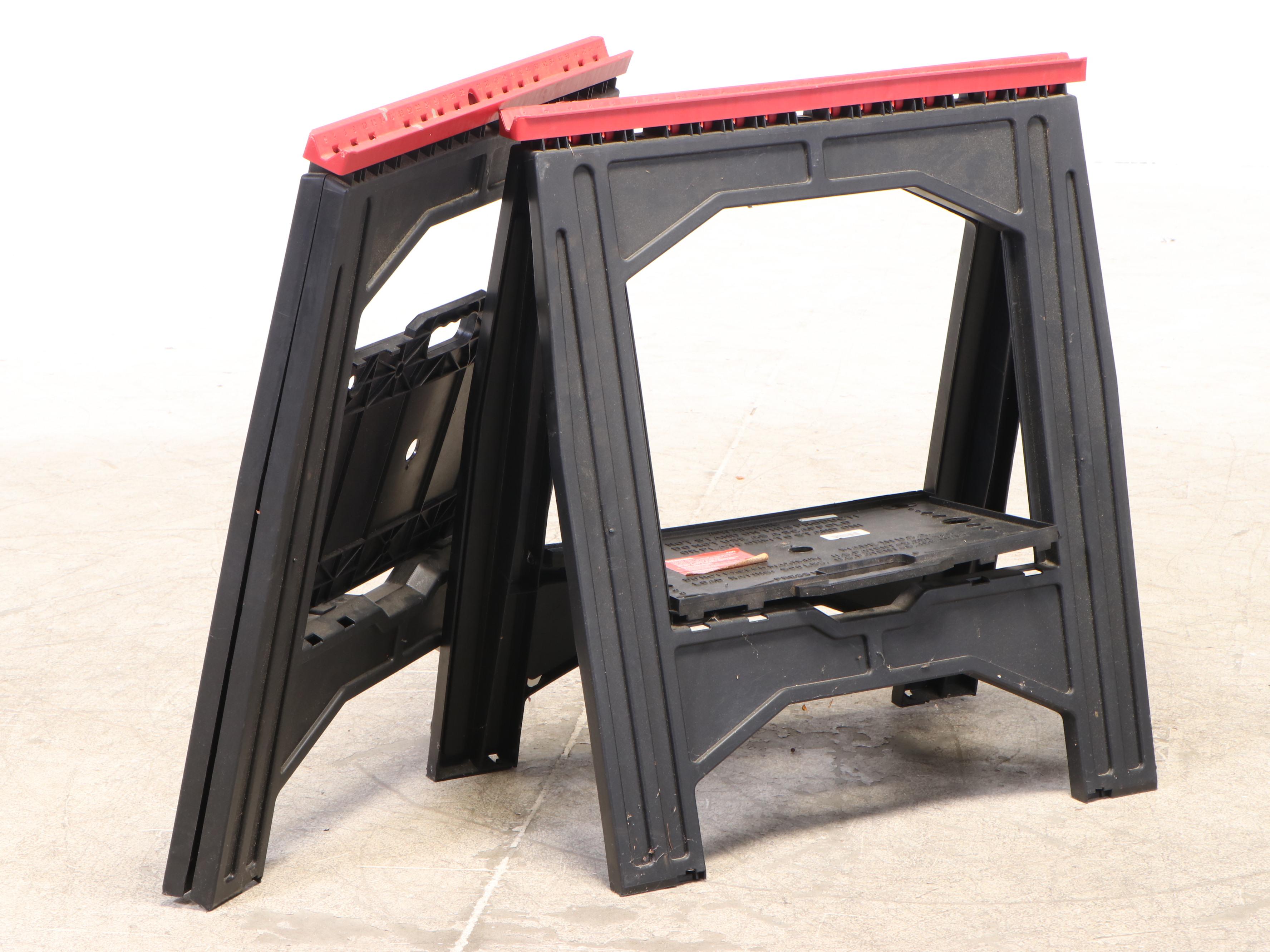 Task Force Tool Storage Cart with Tool Assortment and Skil Sawhorses