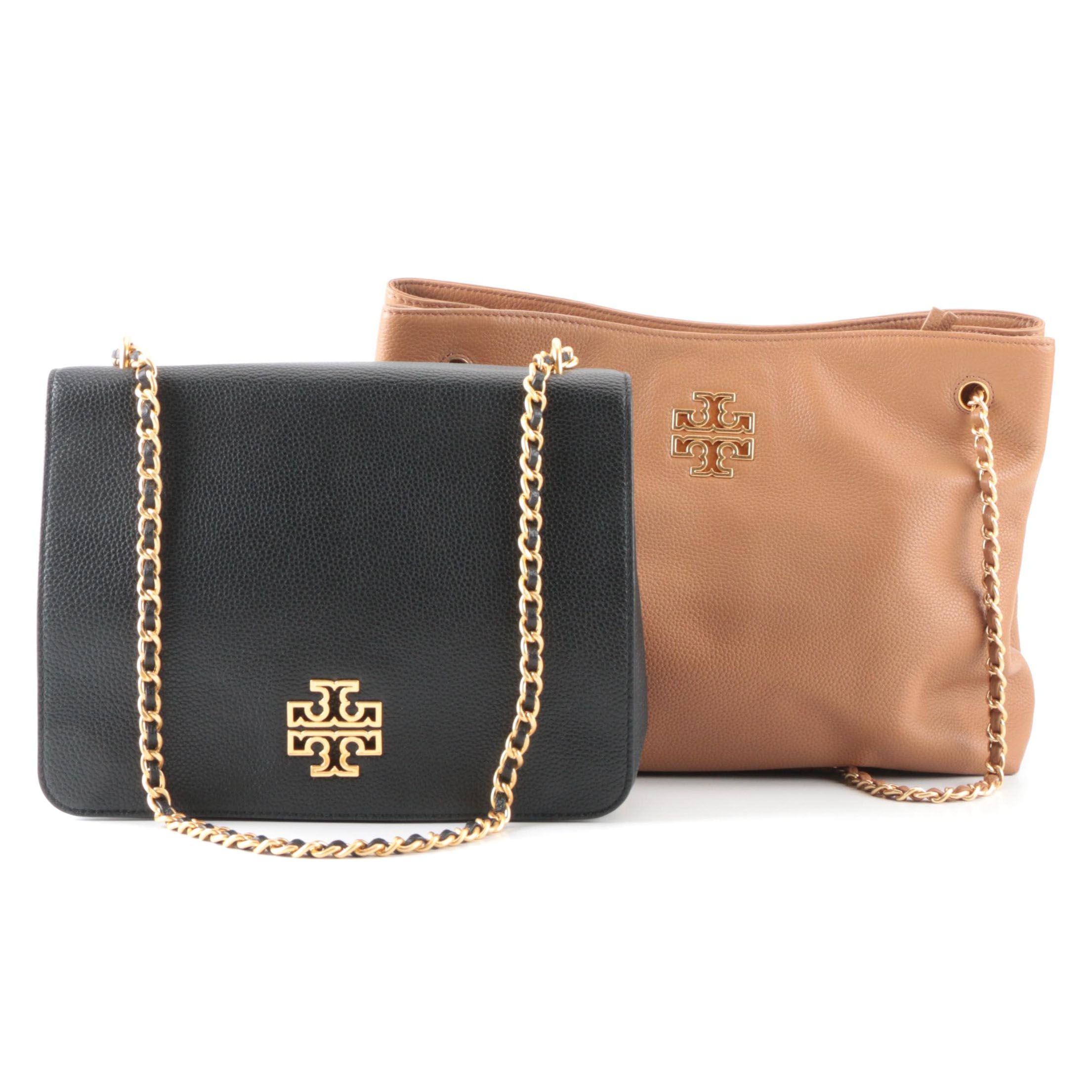 Tory Burch Britten Collection Tote and Shoulder Bag in Grained Leather