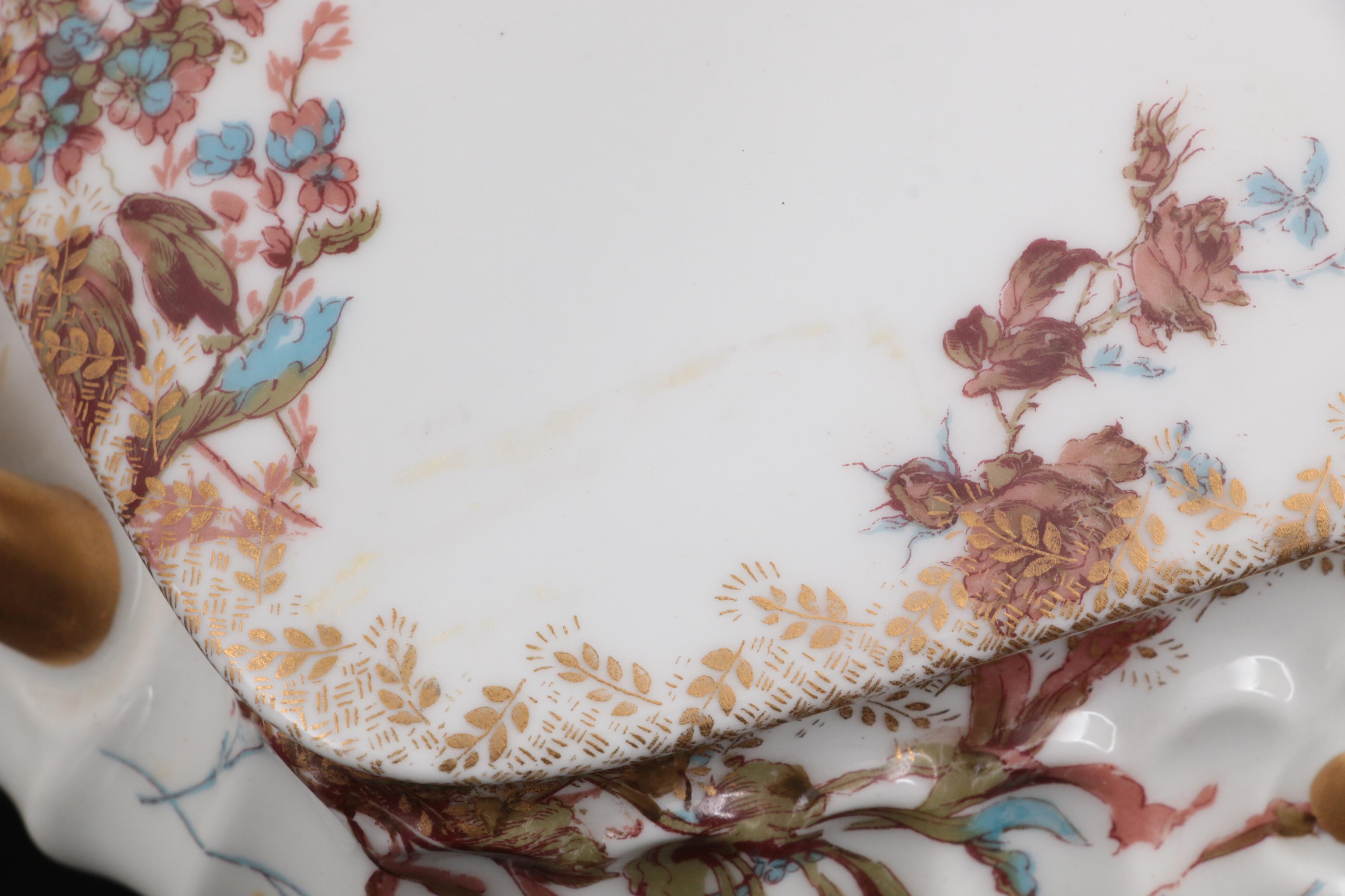 Haviland Limoges Porcelain Covered Serving Dish and Italian Bonbon Dish