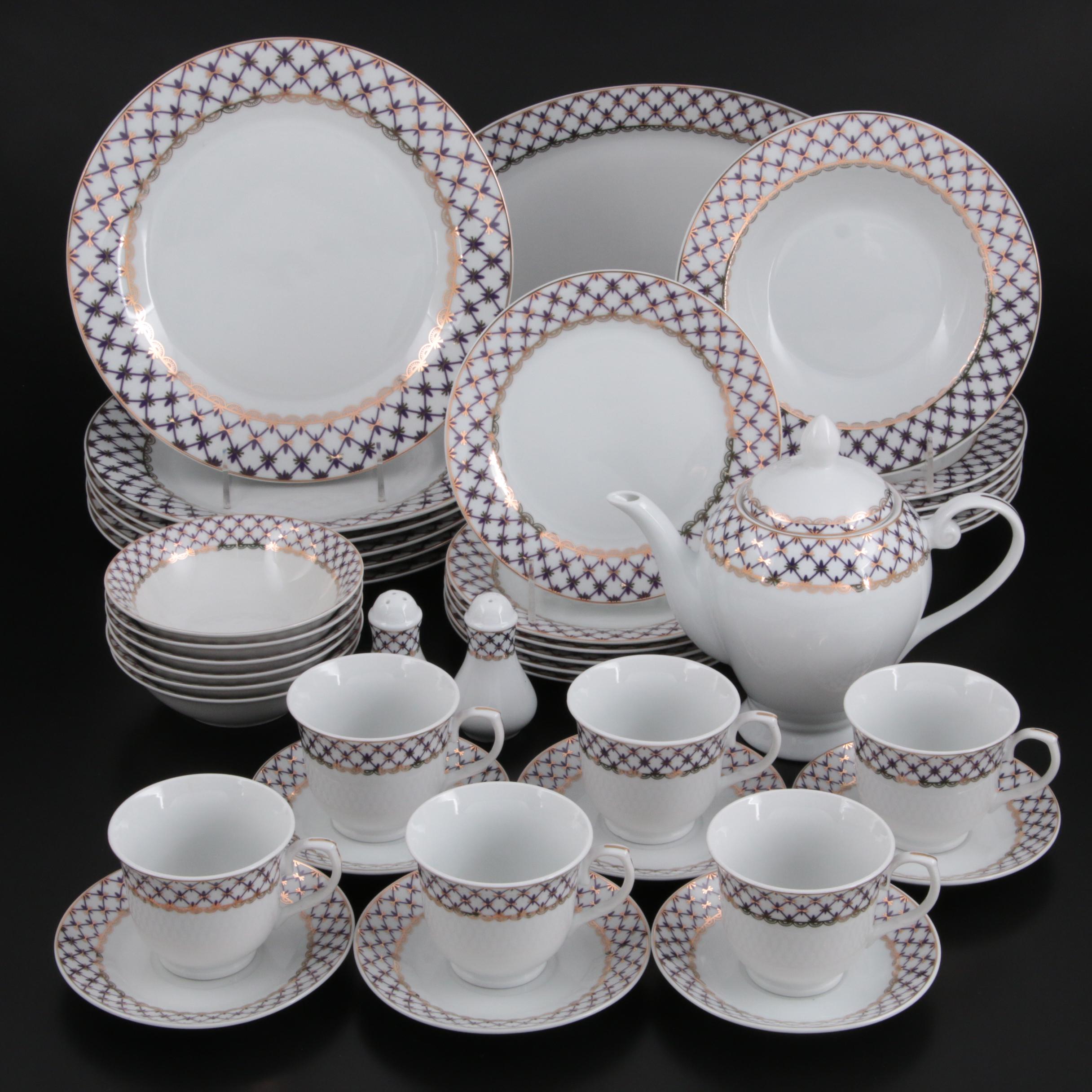Russian Lomonosov Gold Net Porcelain Dinnerware