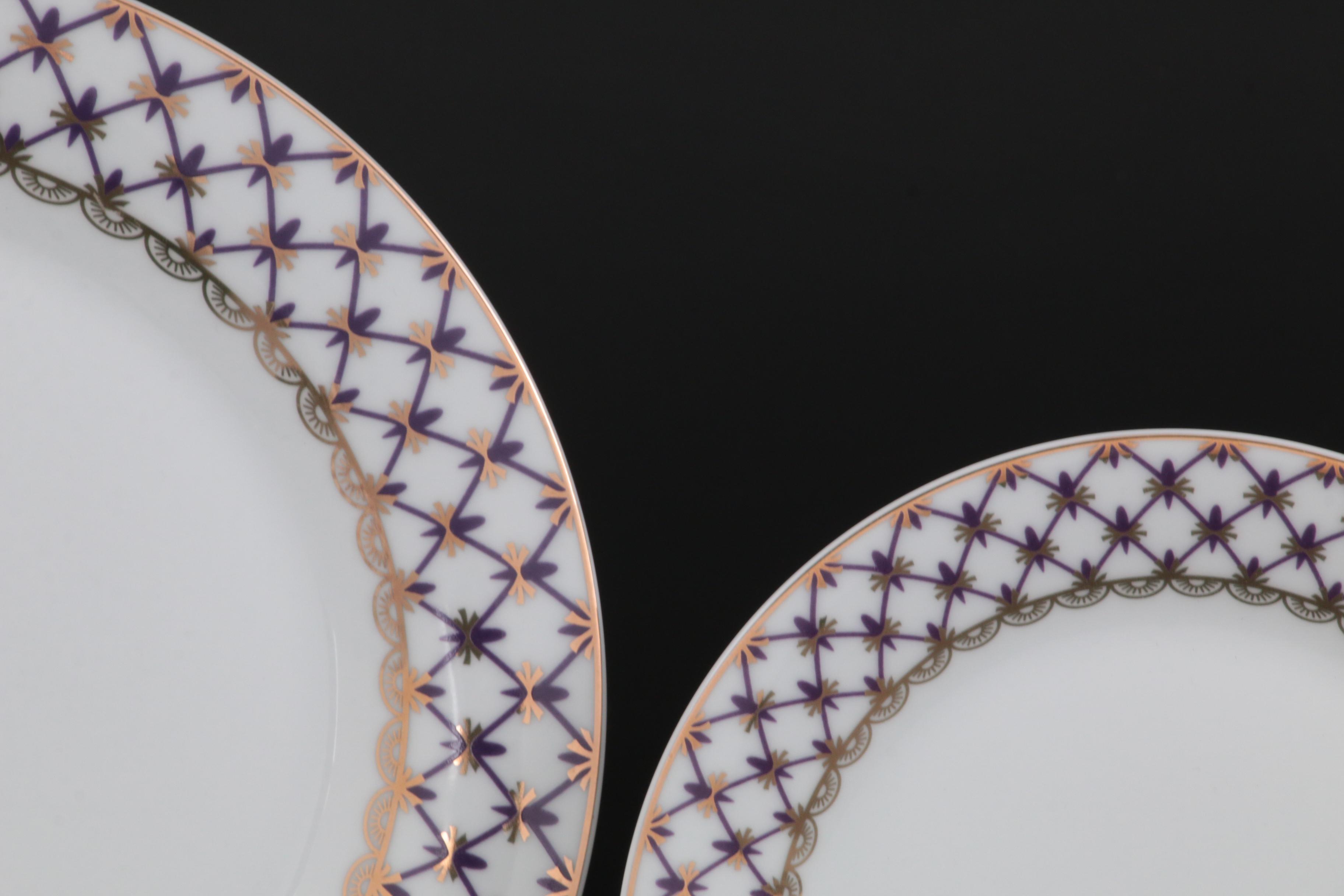 Russian Lomonosov Gold Net Porcelain Dinnerware