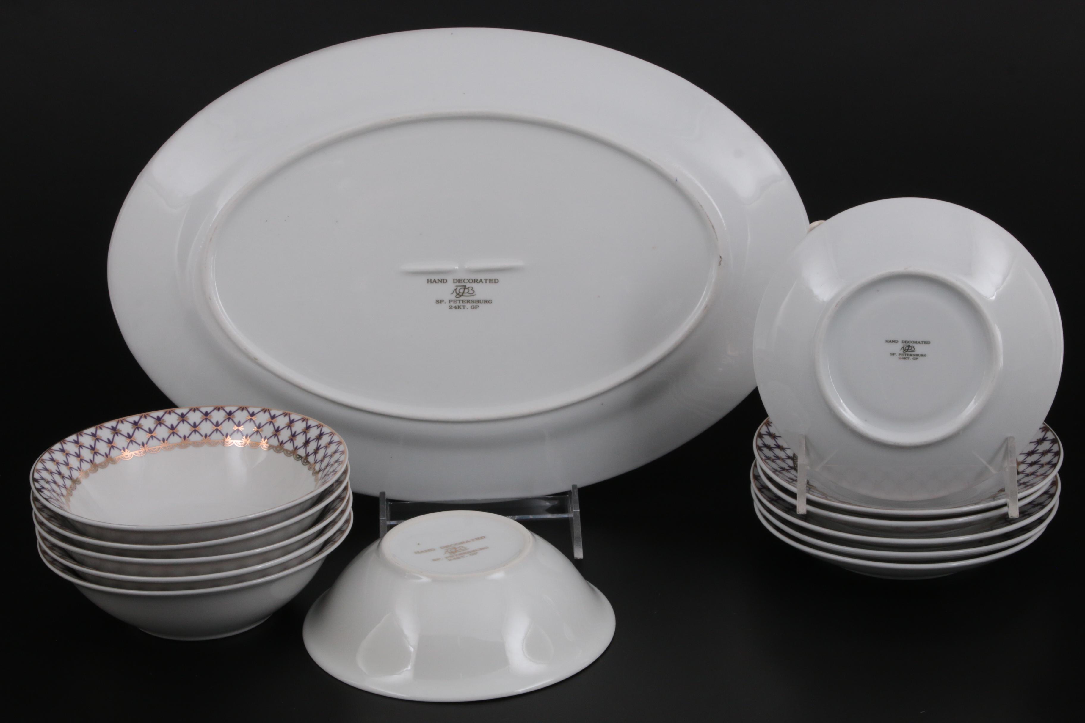 Russian Lomonosov Gold Net Porcelain Dinnerware