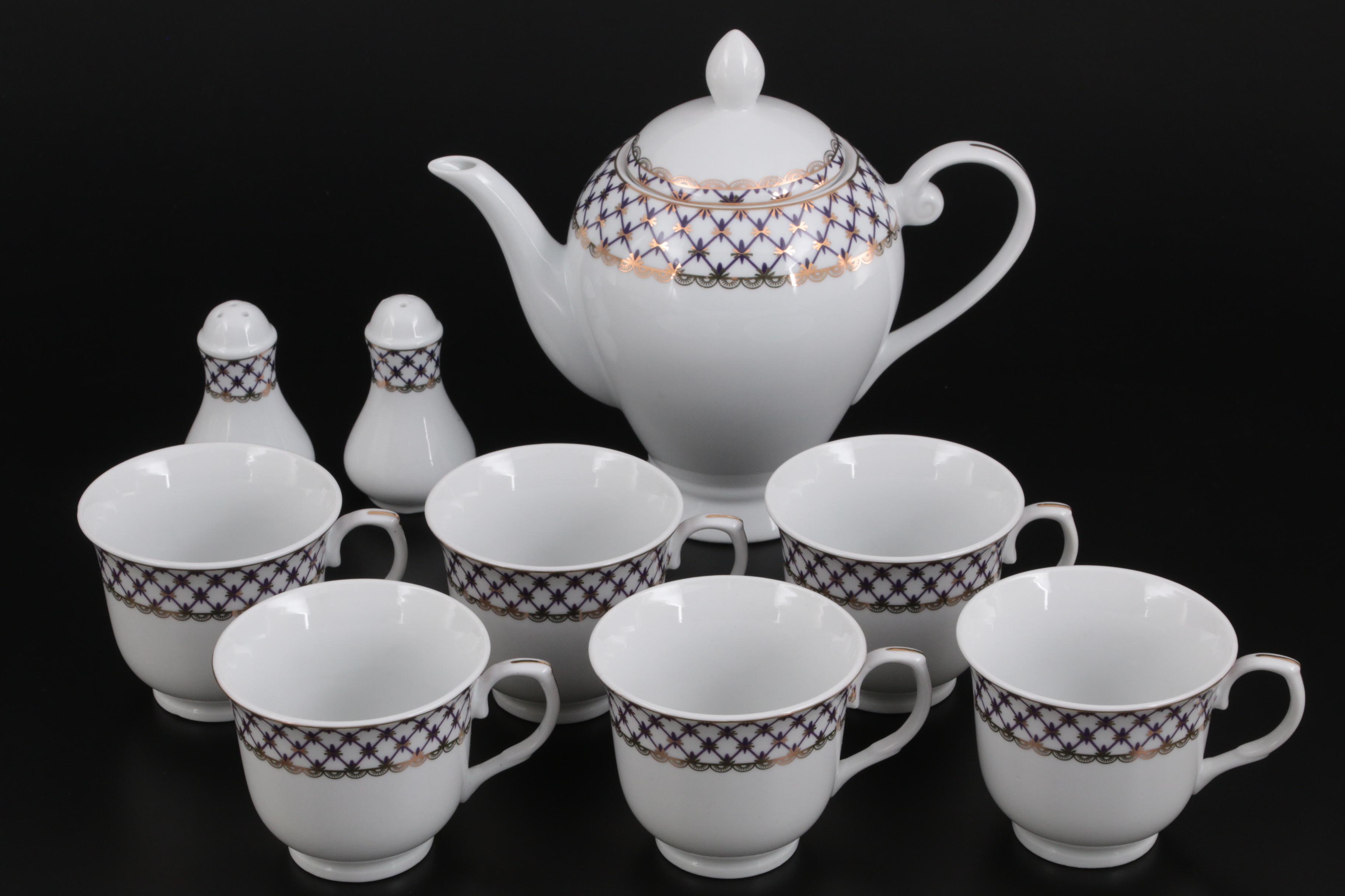 Russian Lomonosov Gold Net Porcelain Dinnerware