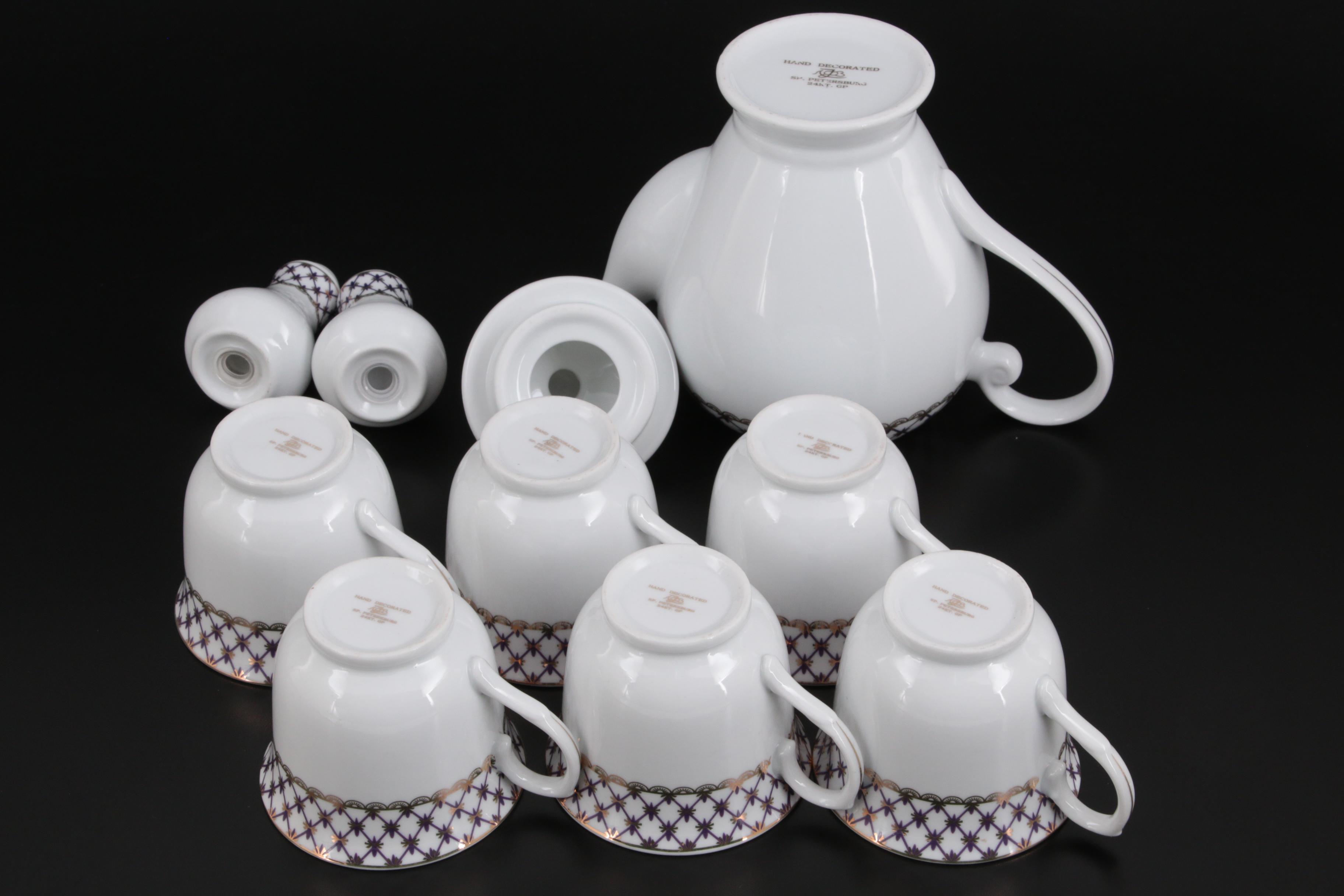 Russian Lomonosov Gold Net Porcelain Dinnerware