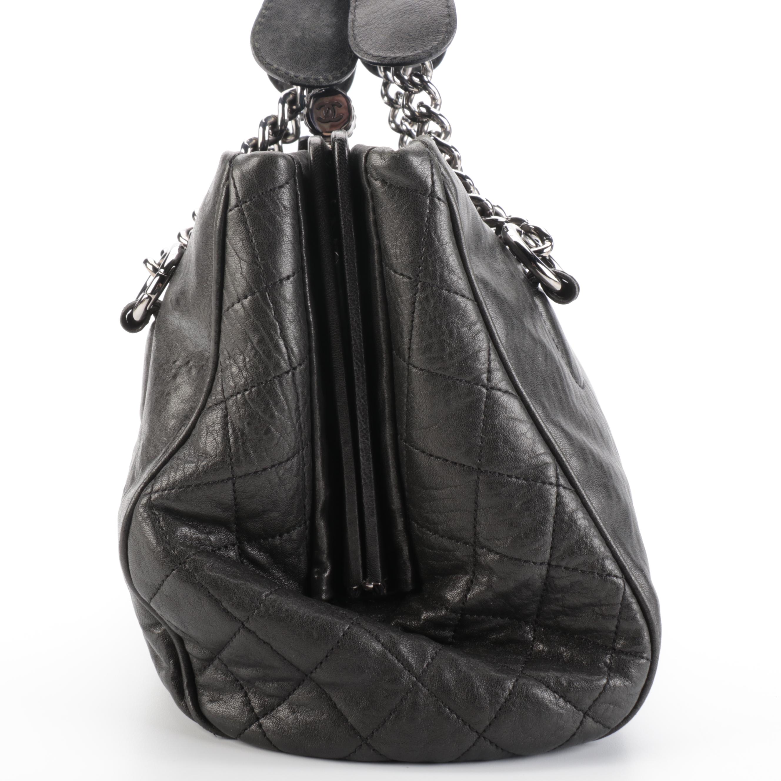 Chanel Perfect Day Hard Frame Tote Bag Large in Black Goatskin