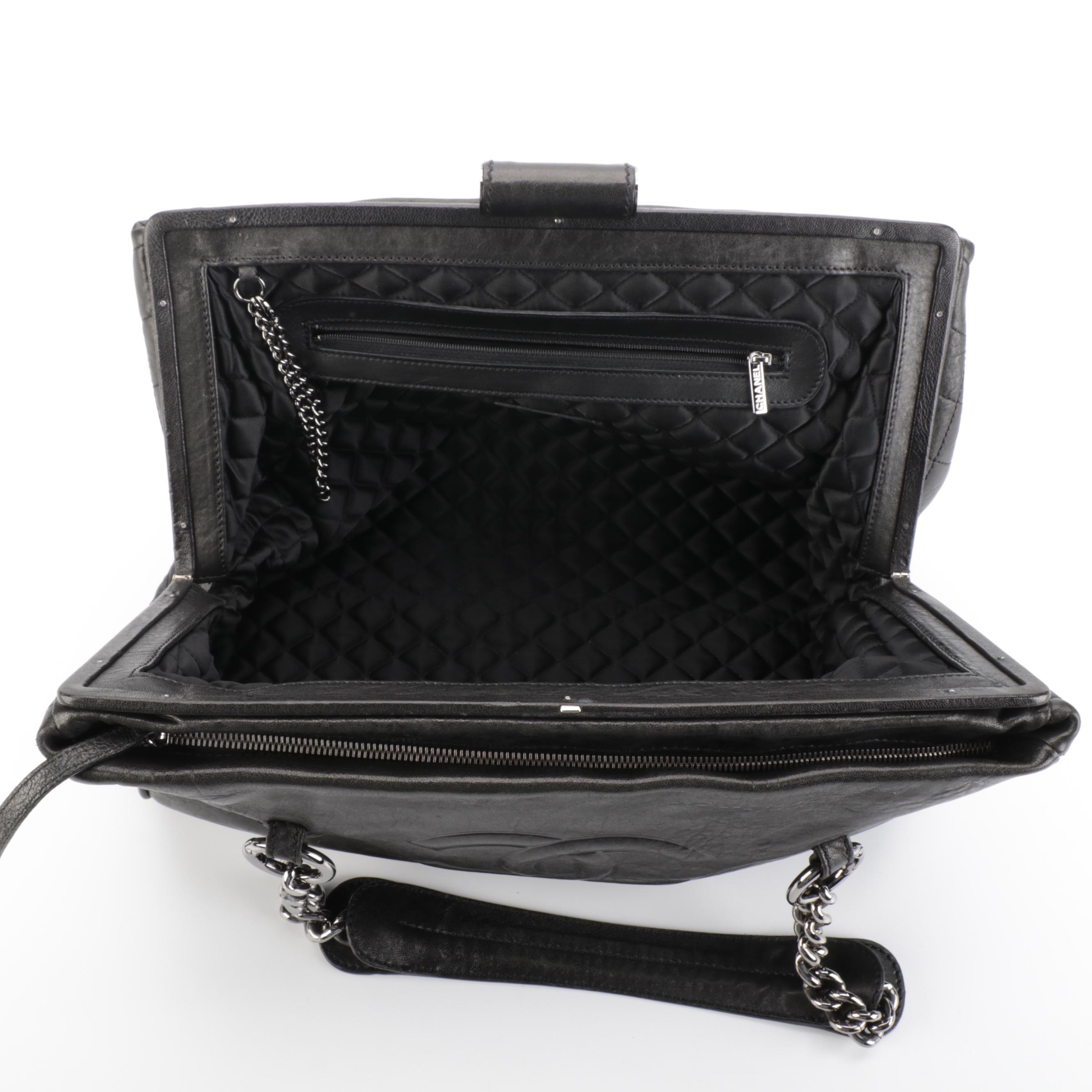 Chanel Perfect Day Hard Frame Tote Bag Large in Black Goatskin