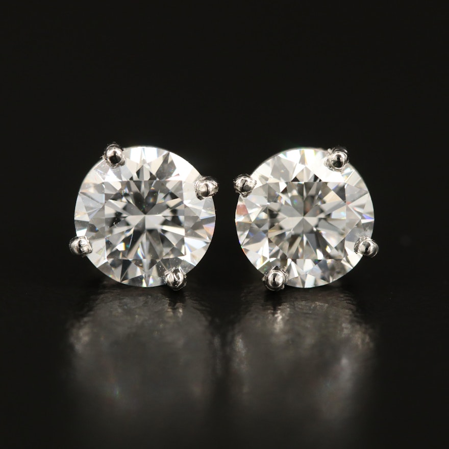 Platinum 2.40 CTW Diamond Stud Earrings with IGI Reports