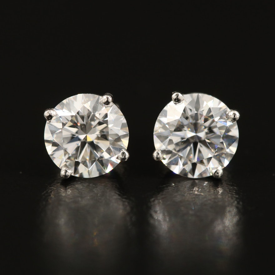 Platinum 2.11 CTW Diamond Stud Earrings with IGI Reports