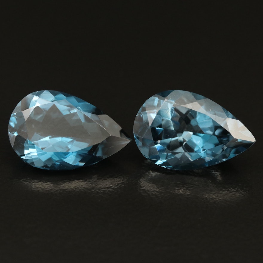 Loose 15.45 CTW Pear Faceted London Blue Topaz