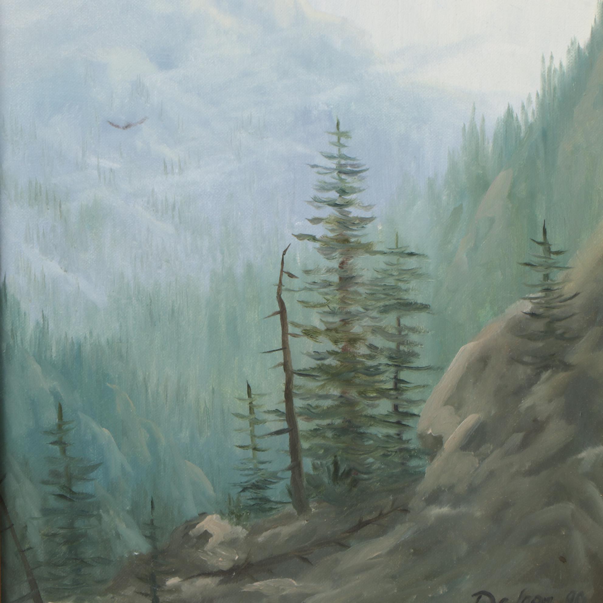 Robert DeLeon Landscape Oil Painting, 1990