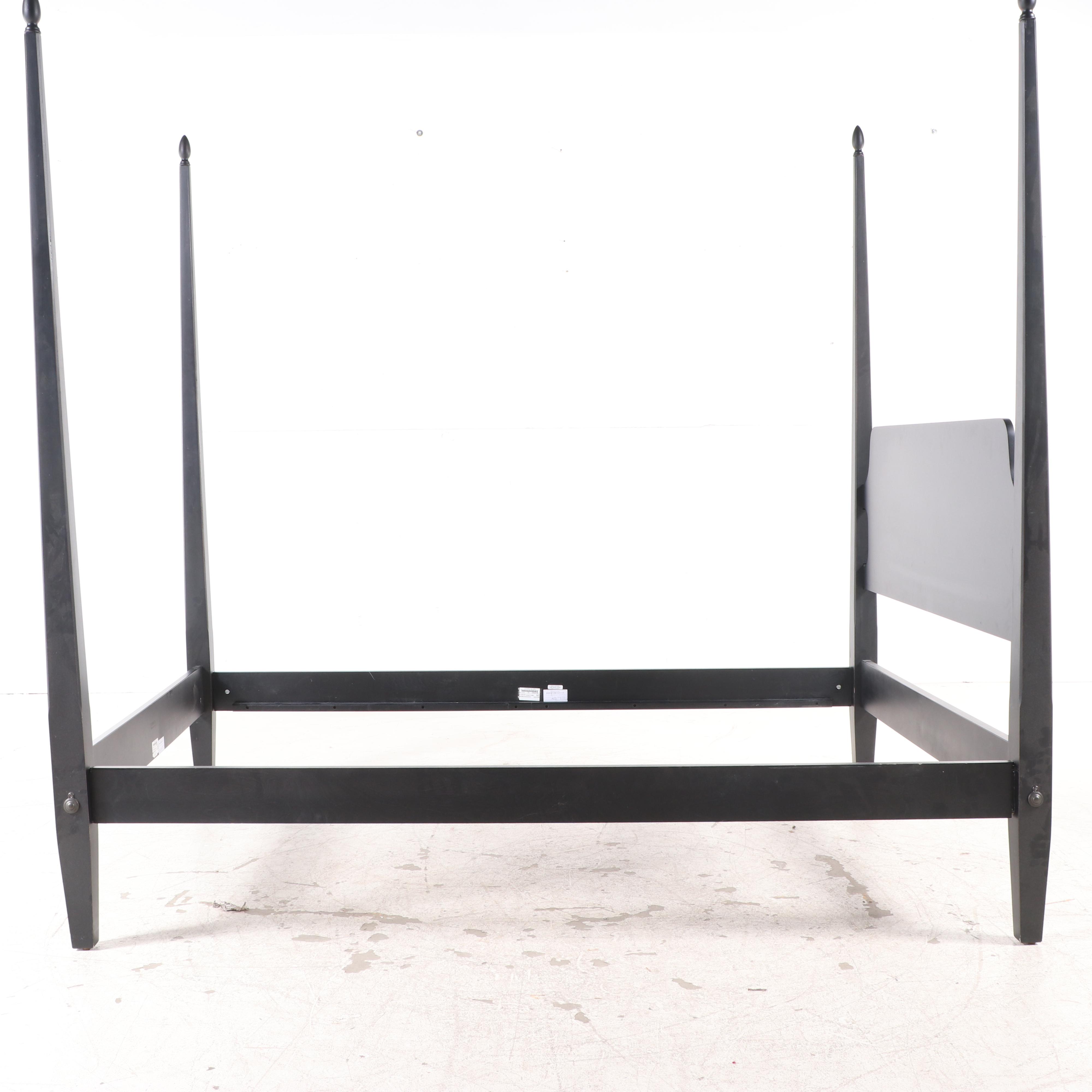 Ethan Allen Ebonized Wood 4-Poster Queen Sized Bed Frame