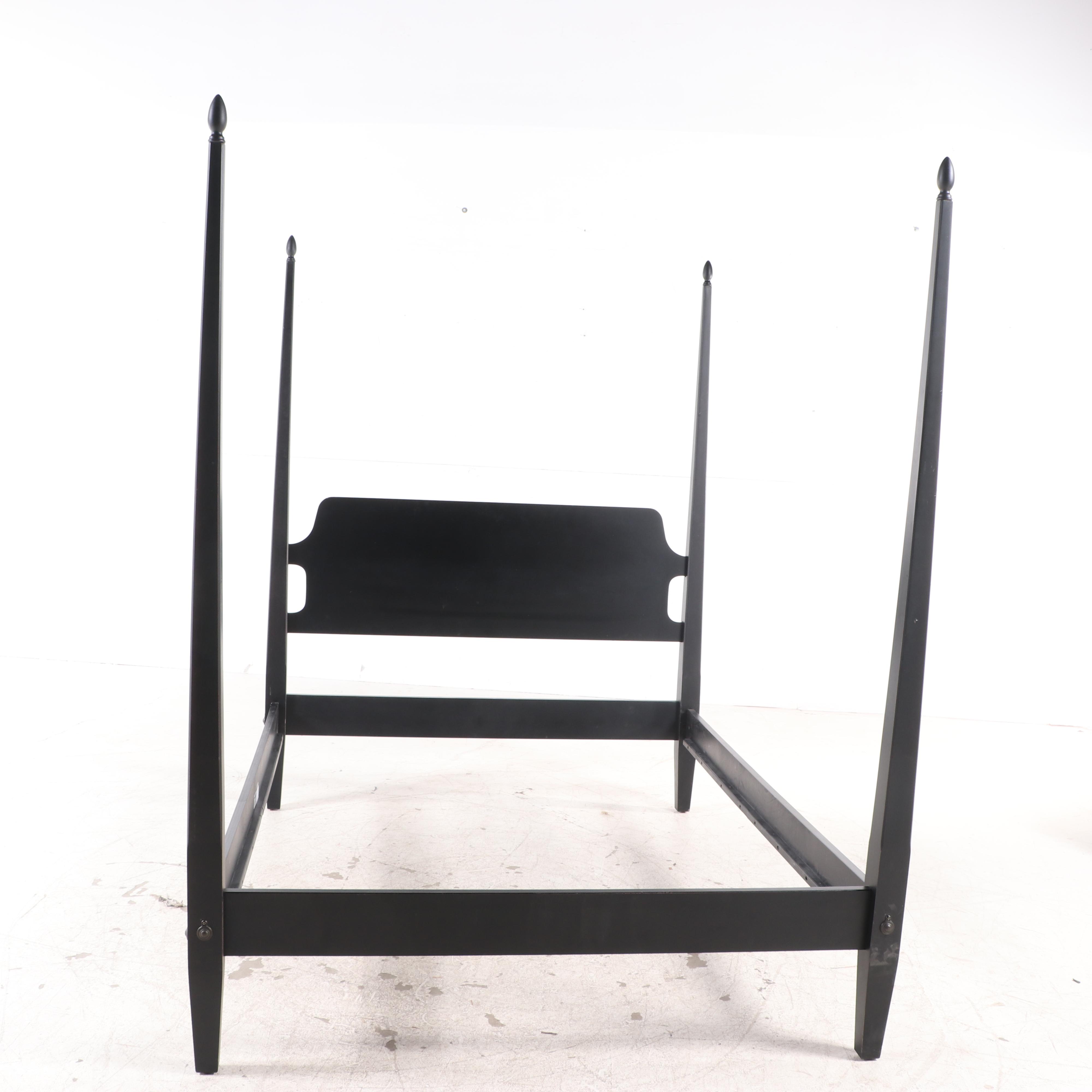 Ethan Allen Ebonized Wood 4-Poster Queen Sized Bed Frame