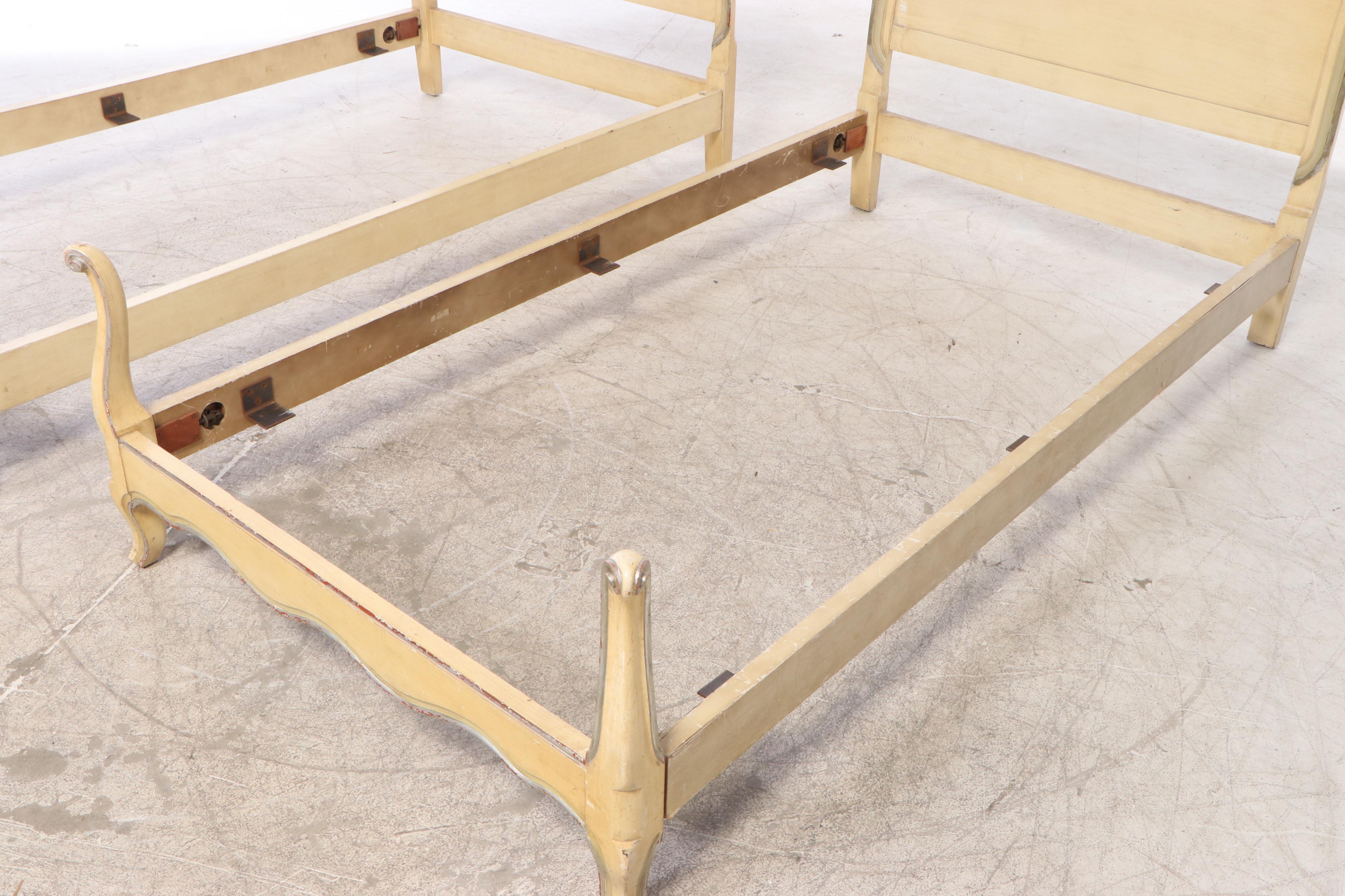 John Widdicomb Pair of French Provincial Style Painted Twin Beds