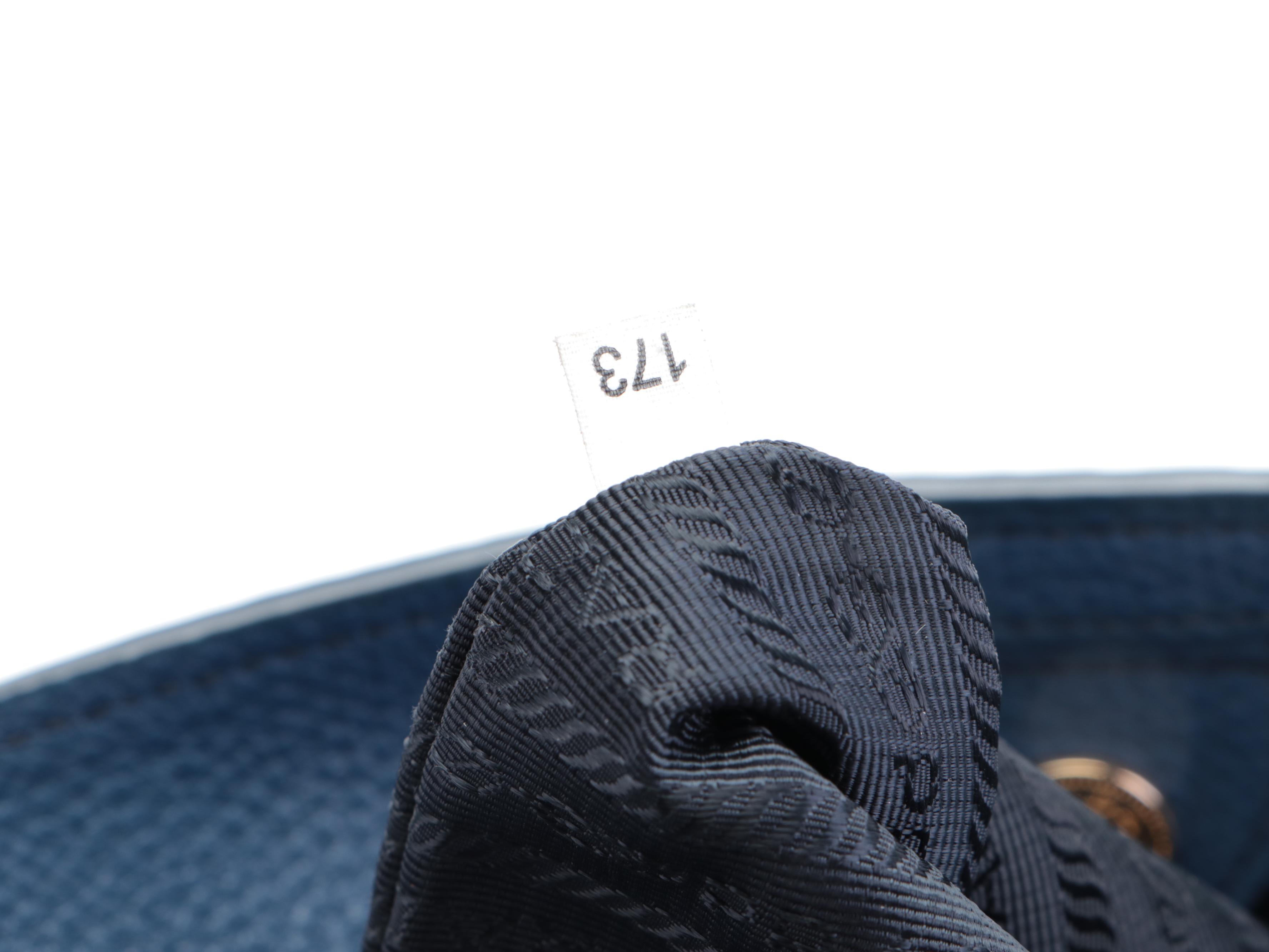 Prada Medium Side Pocket Tote in Blue Vitello Daino Leather