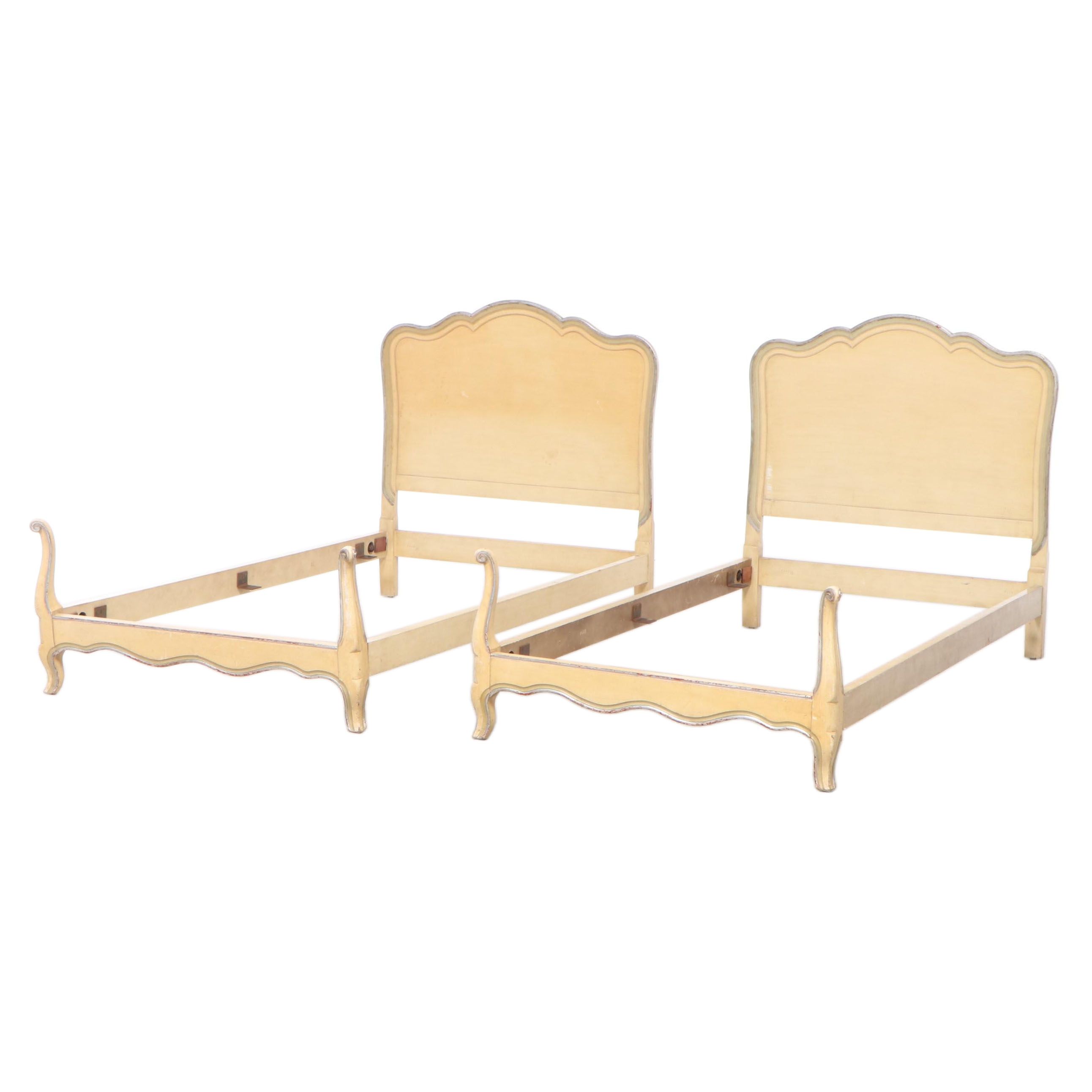 John Widdicomb Pair of French Provincial Style Painted Twin Beds