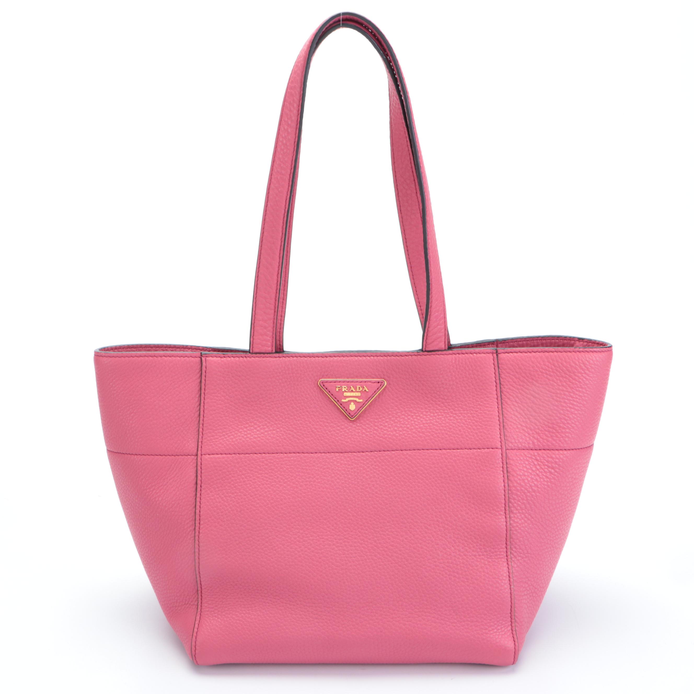 Prada Mini Open Tote in Pink Vitello Daino