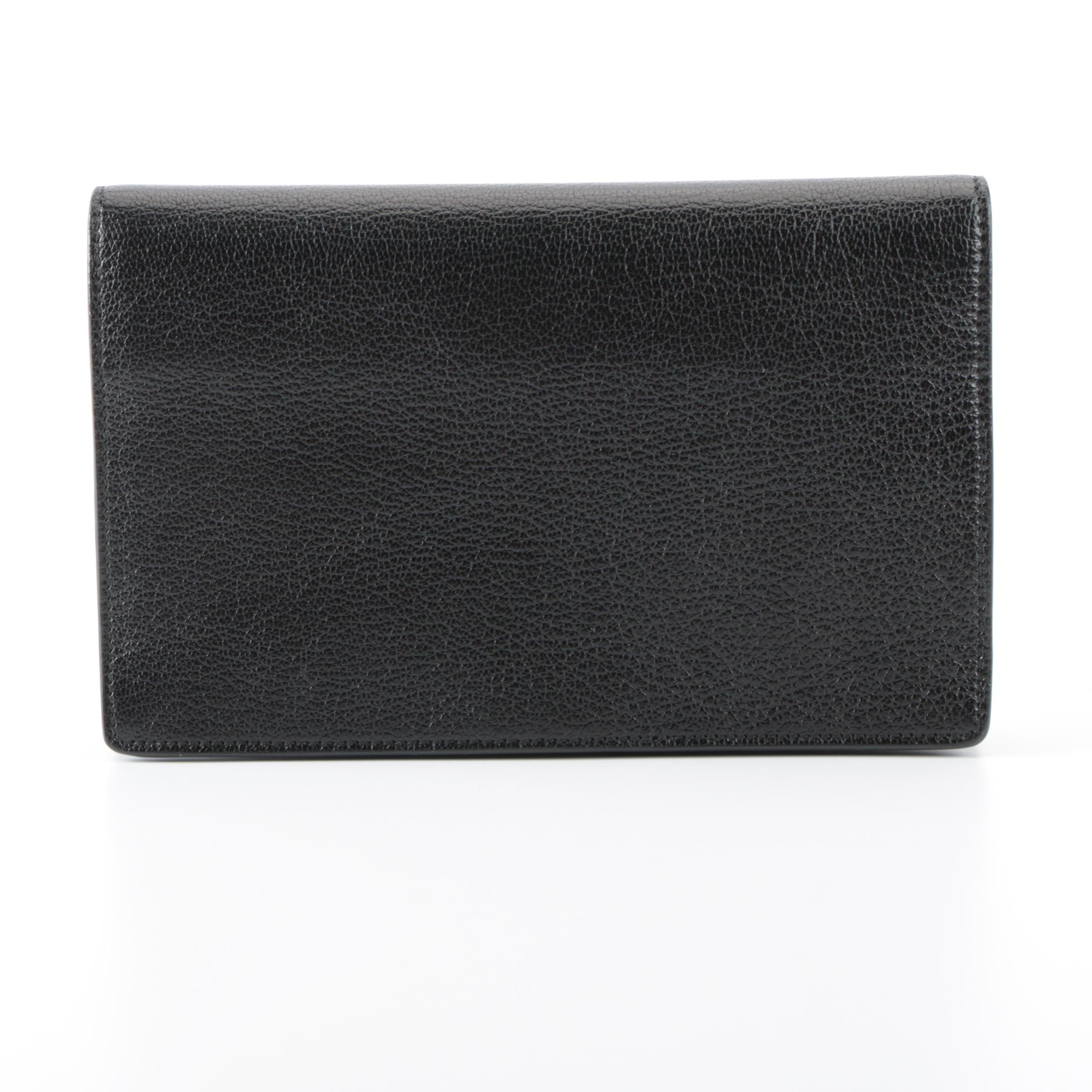 Balenciaga Metallic Edge Wallet on Chain in Black Leather