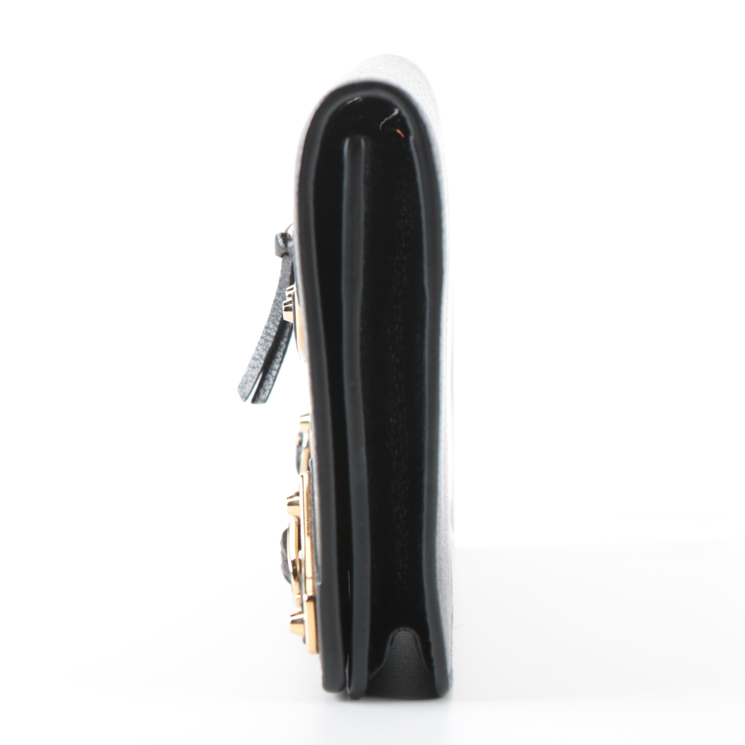 Balenciaga Metallic Edge Wallet on Chain in Black Leather