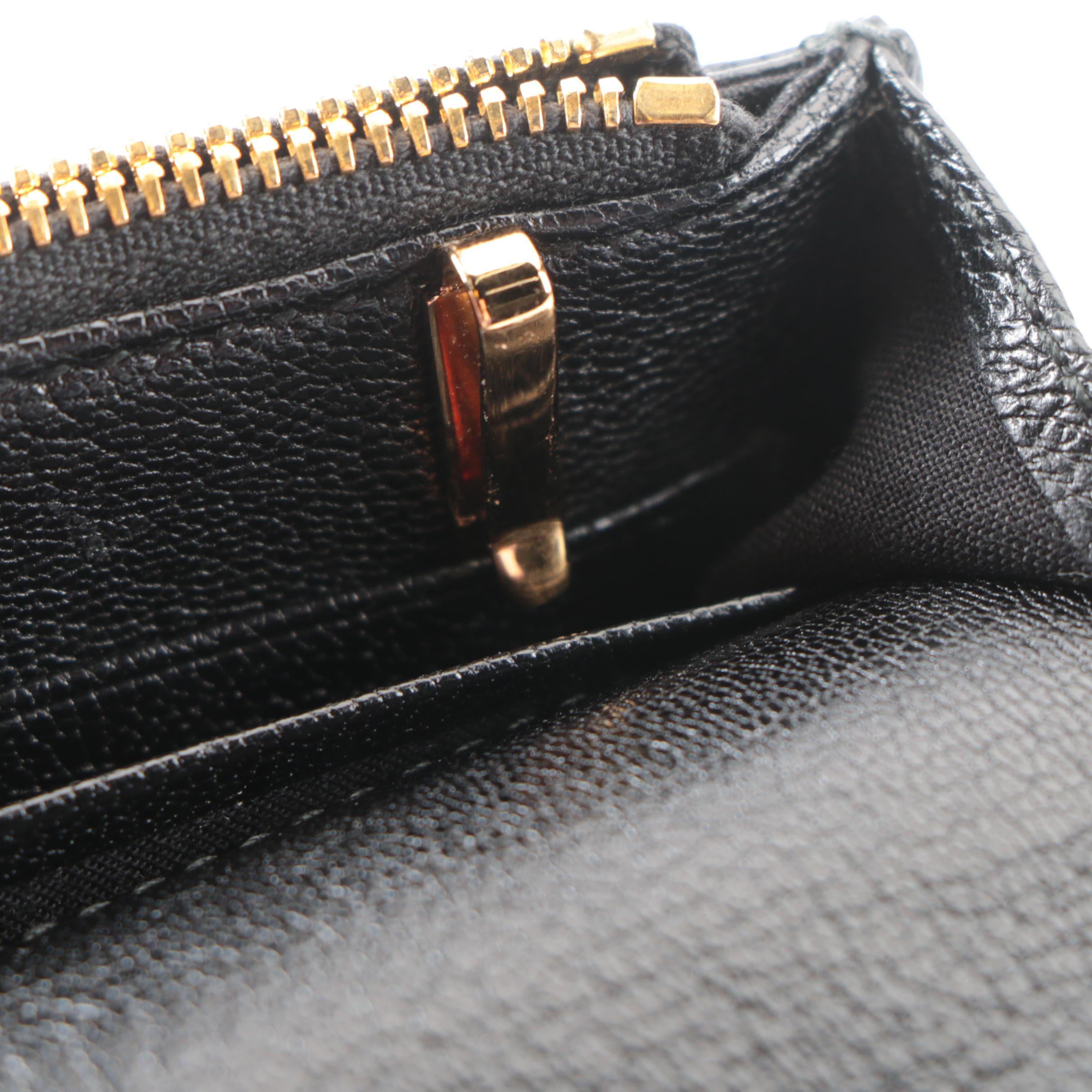 Balenciaga Metallic Edge Wallet on Chain in Black Leather