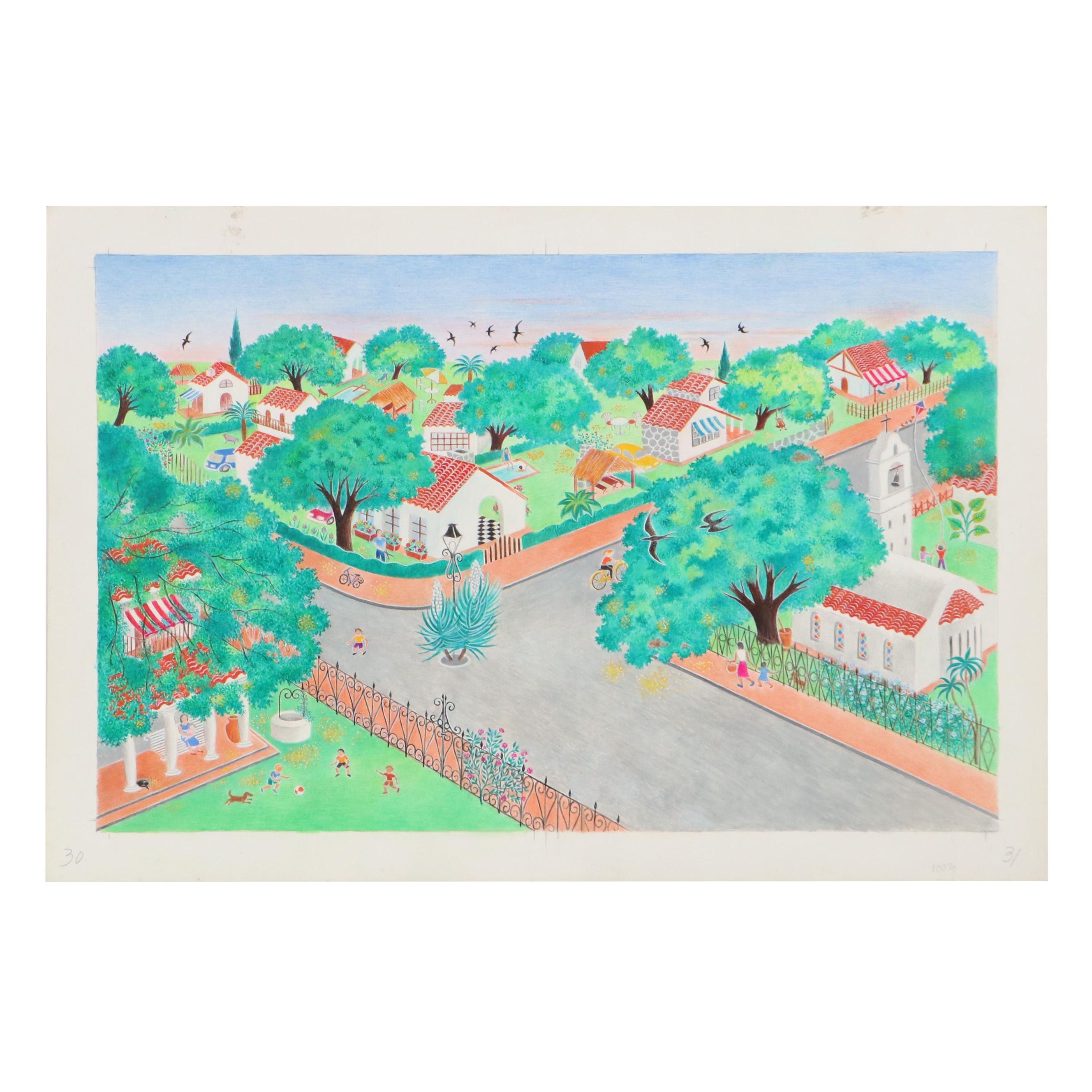 Beatriz Vidal Residential Landscape Gouache Illustration