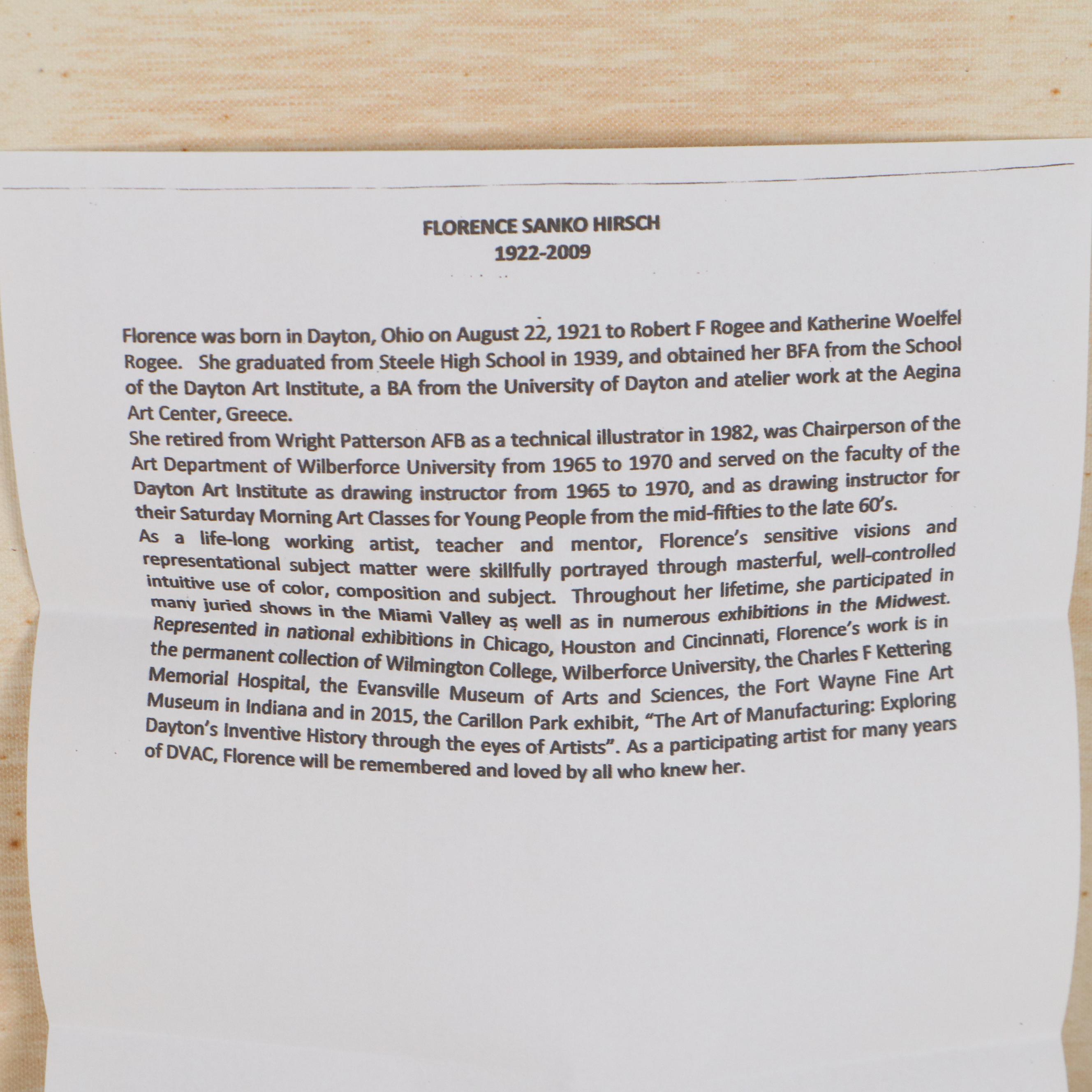 Florence Sanko Hirsch Oil Painting "Night Return," Late 20th Century