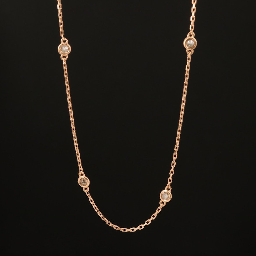 18K Rose Gold Bezel Set 0.24 CTW Diamond Station Necklace