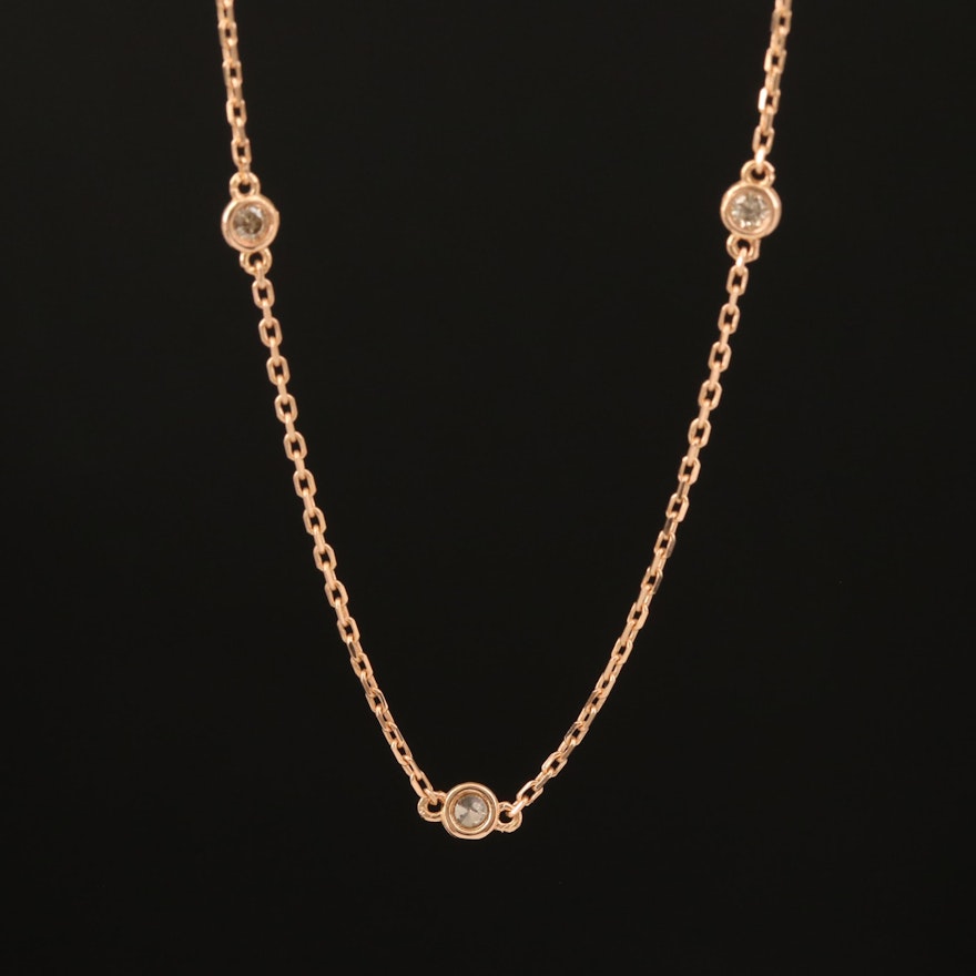 18K Rose Gold 0.23 CTW Diamond Station Necklace