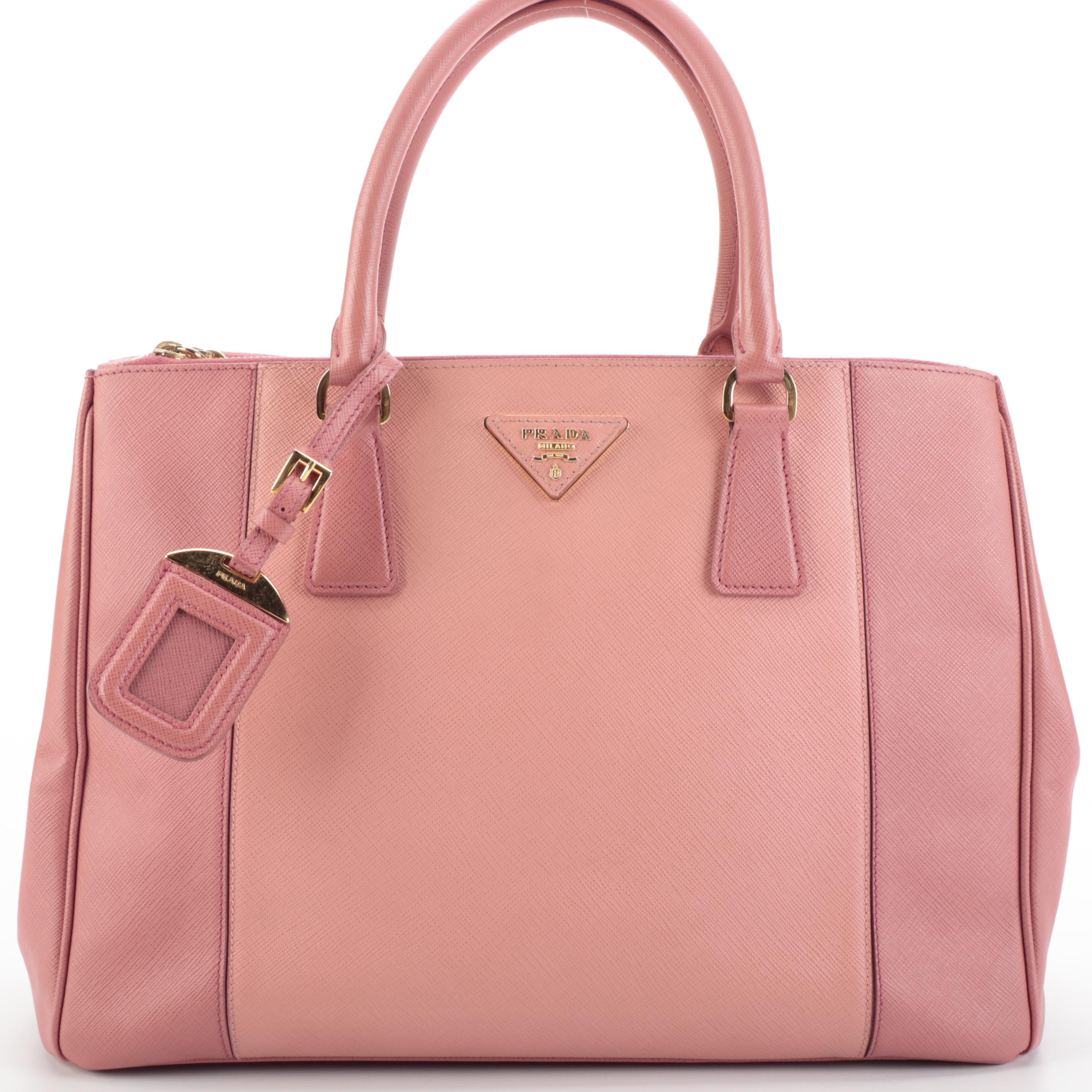 Prada Double Zip Medium Tote in Bicolor Saffiano Lux Leather