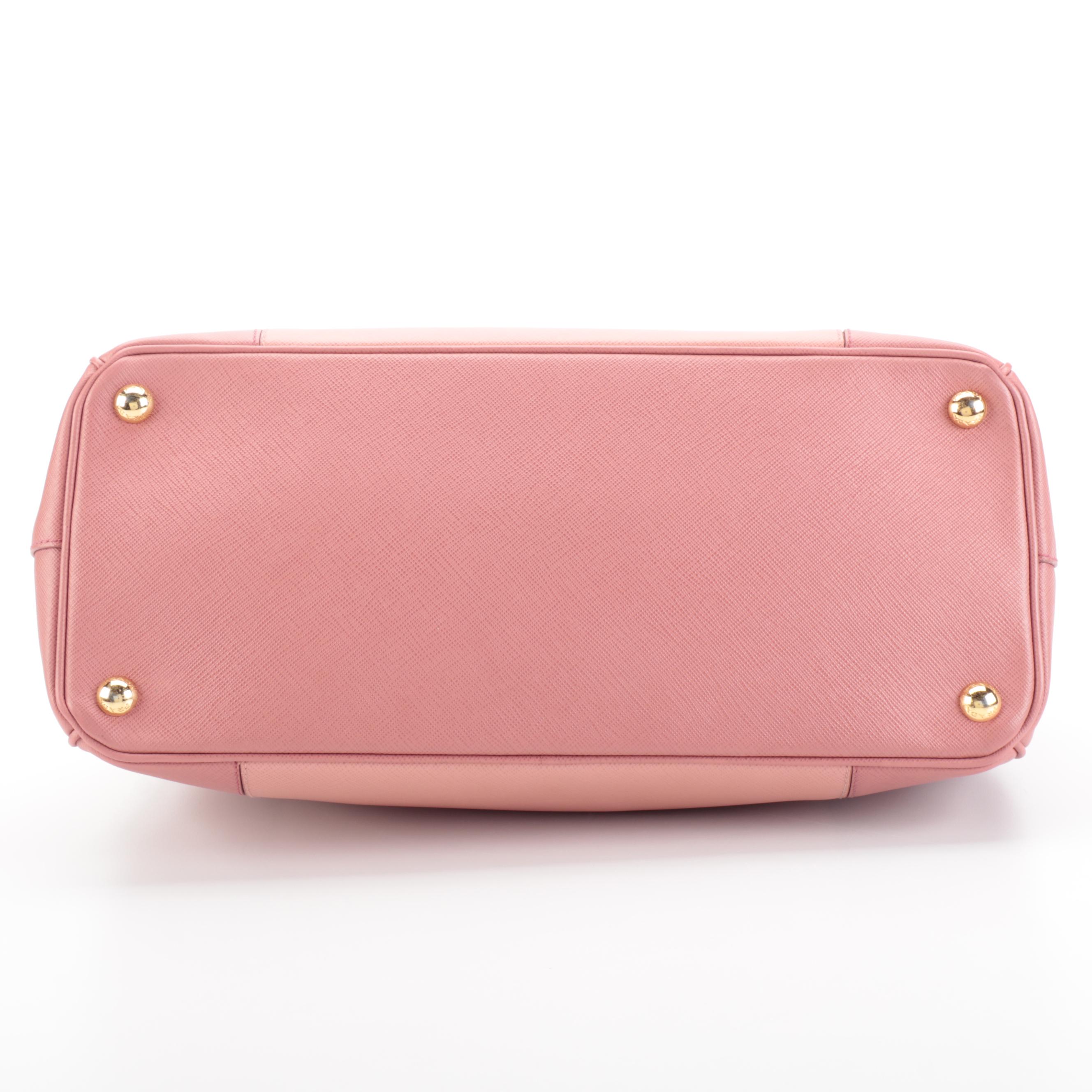 Prada Double Zip Medium Tote in Bicolor Saffiano Lux Leather