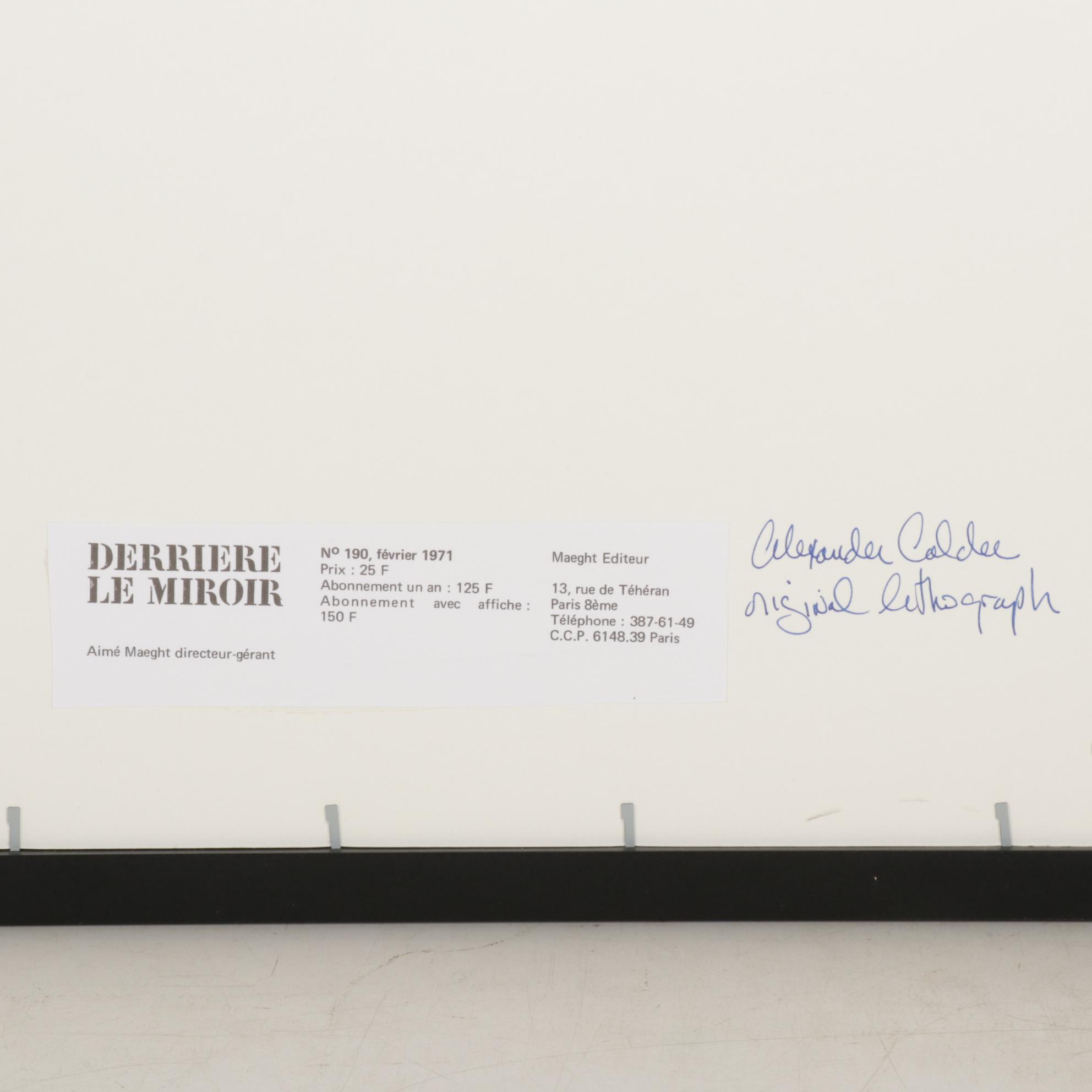 Alexander Calder Lithographic Print for "Derrière le Miroir," 1971