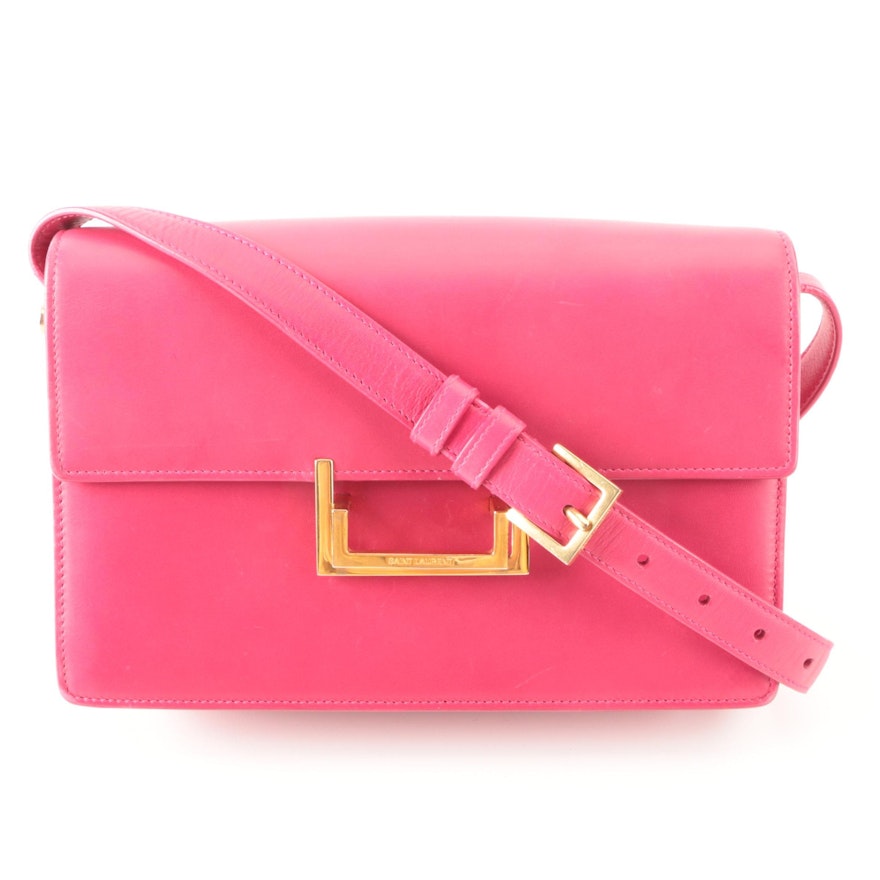 Yves Saint Laurent Lulu Medium Shoulder Bag in Smooth Fuschia Leather