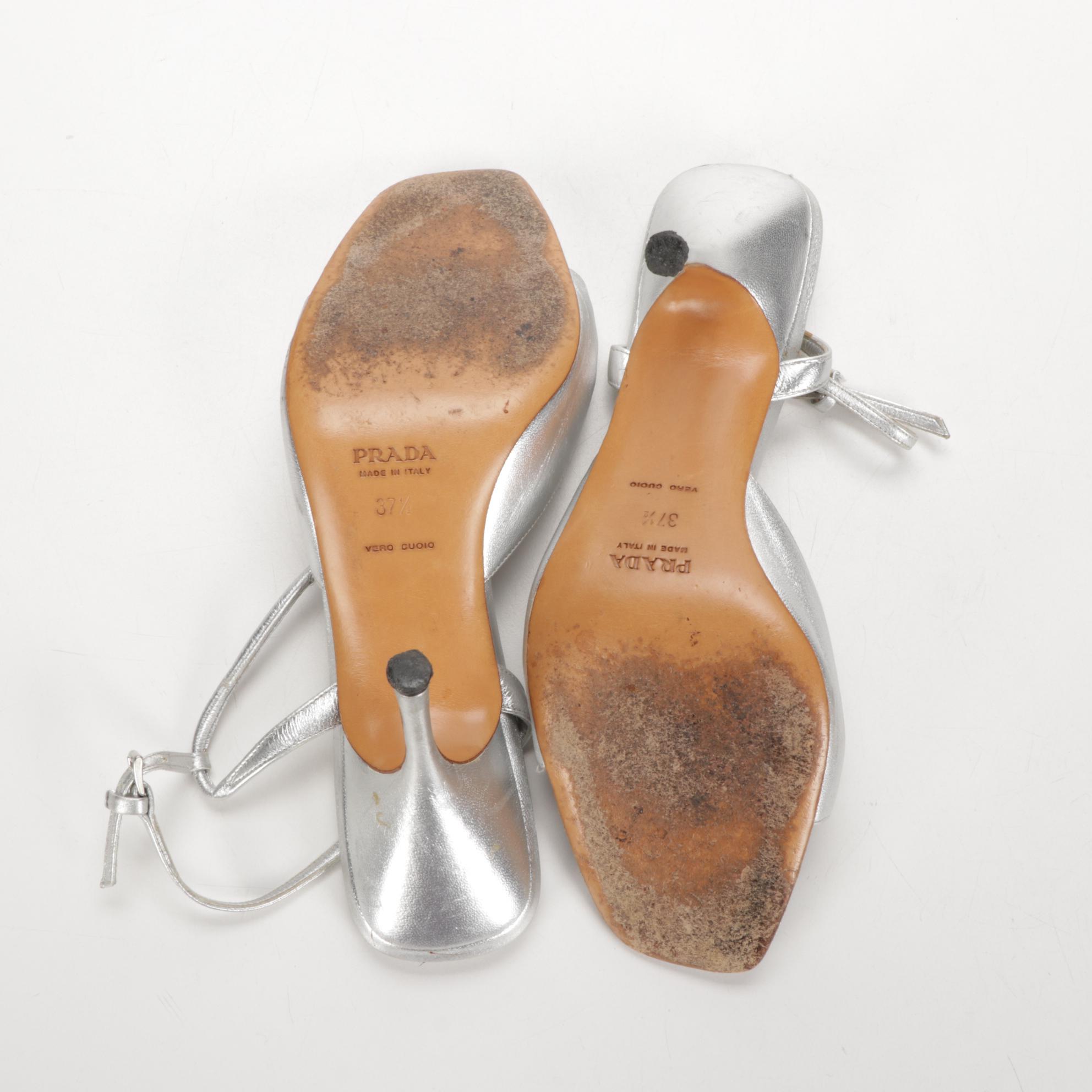 Prada and Albano Metallic Leather Strappy Dress Sandals