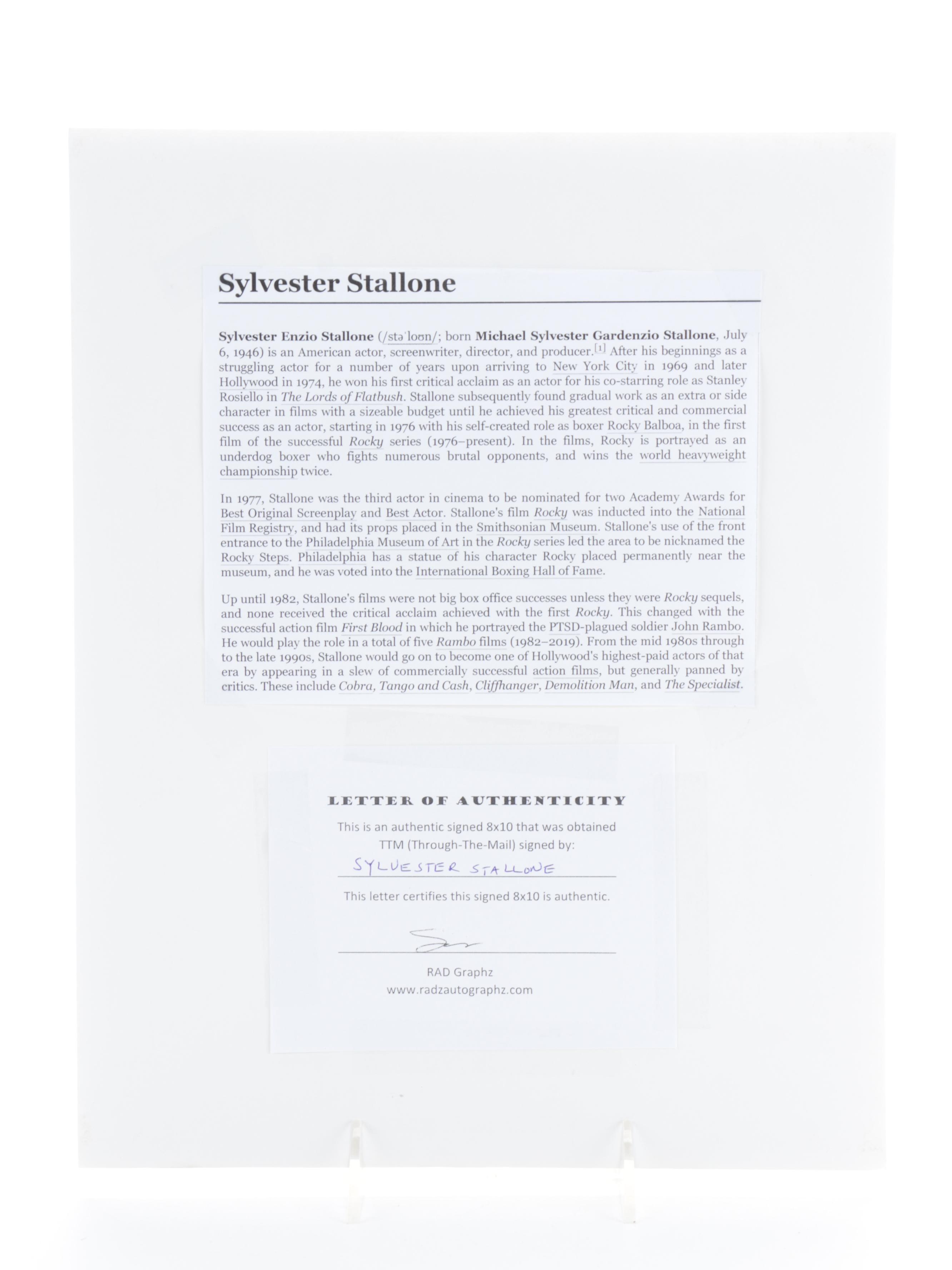 Sylvester Stallone "Rocky Balboa" Signed "Rocky" Movie Photo Print