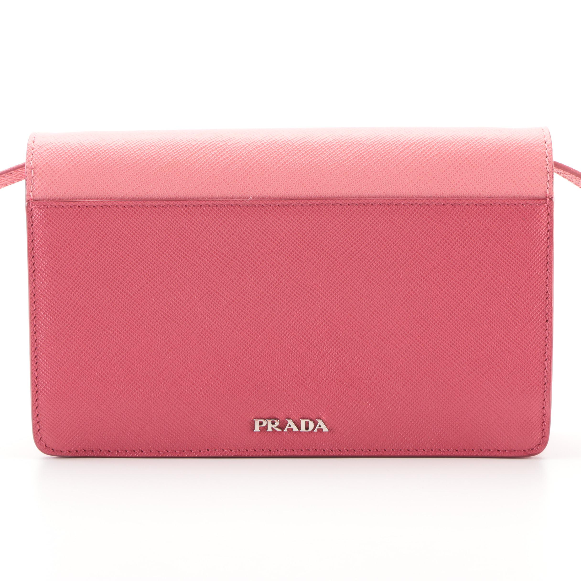 Prada Turn Lock Crossbody in Two Tone Saffiano Leather