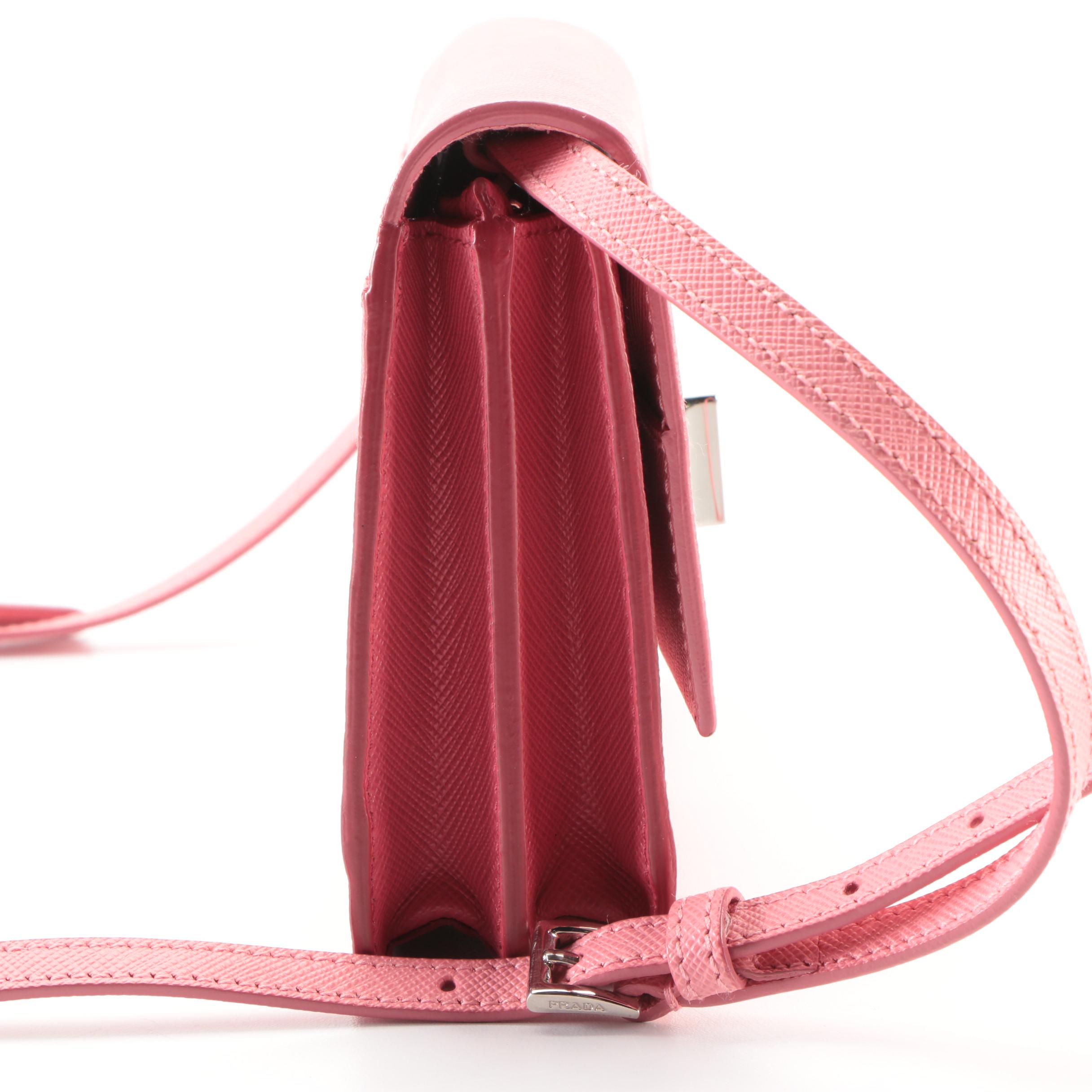 Prada Turn Lock Crossbody in Two Tone Saffiano Leather