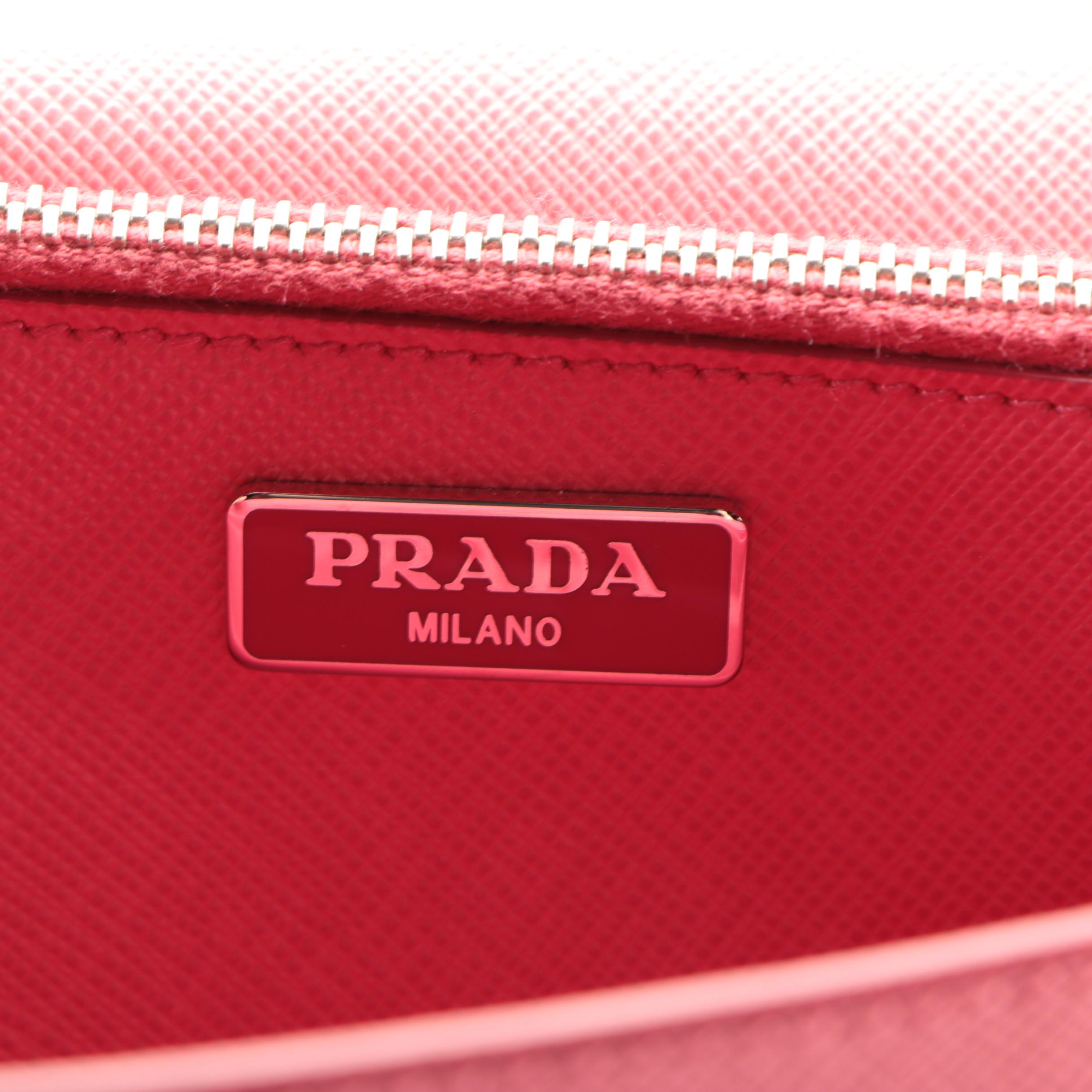 Prada Turn Lock Crossbody in Two Tone Saffiano Leather