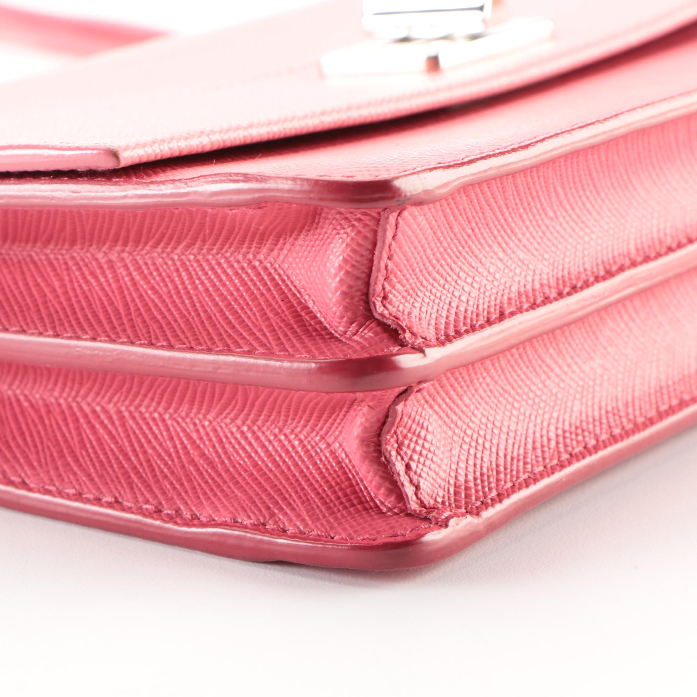 Prada Turn Lock Crossbody in Two Tone Saffiano Leather