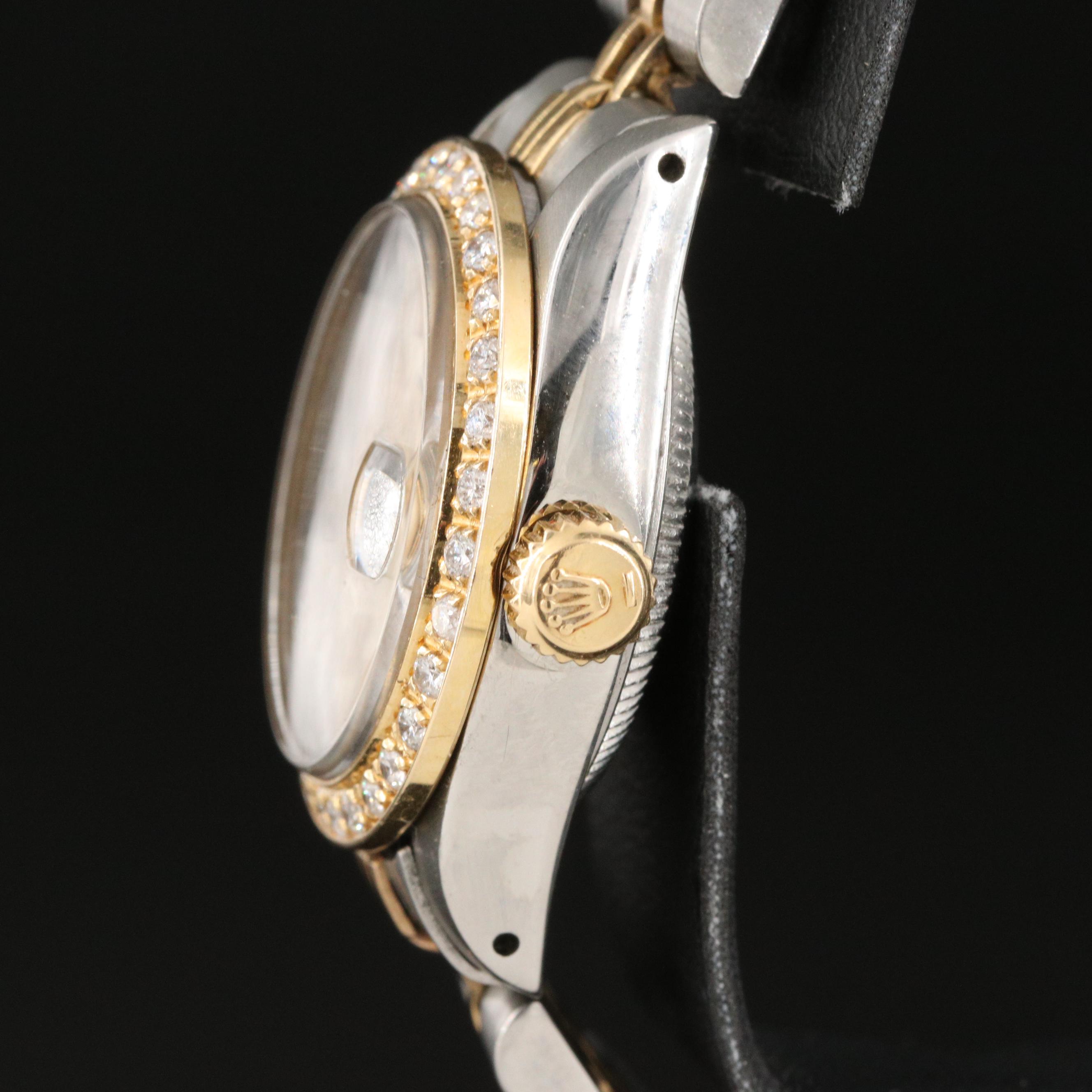 1981 Rolex Stainless Steel and 18K Diamond Bezel Watch