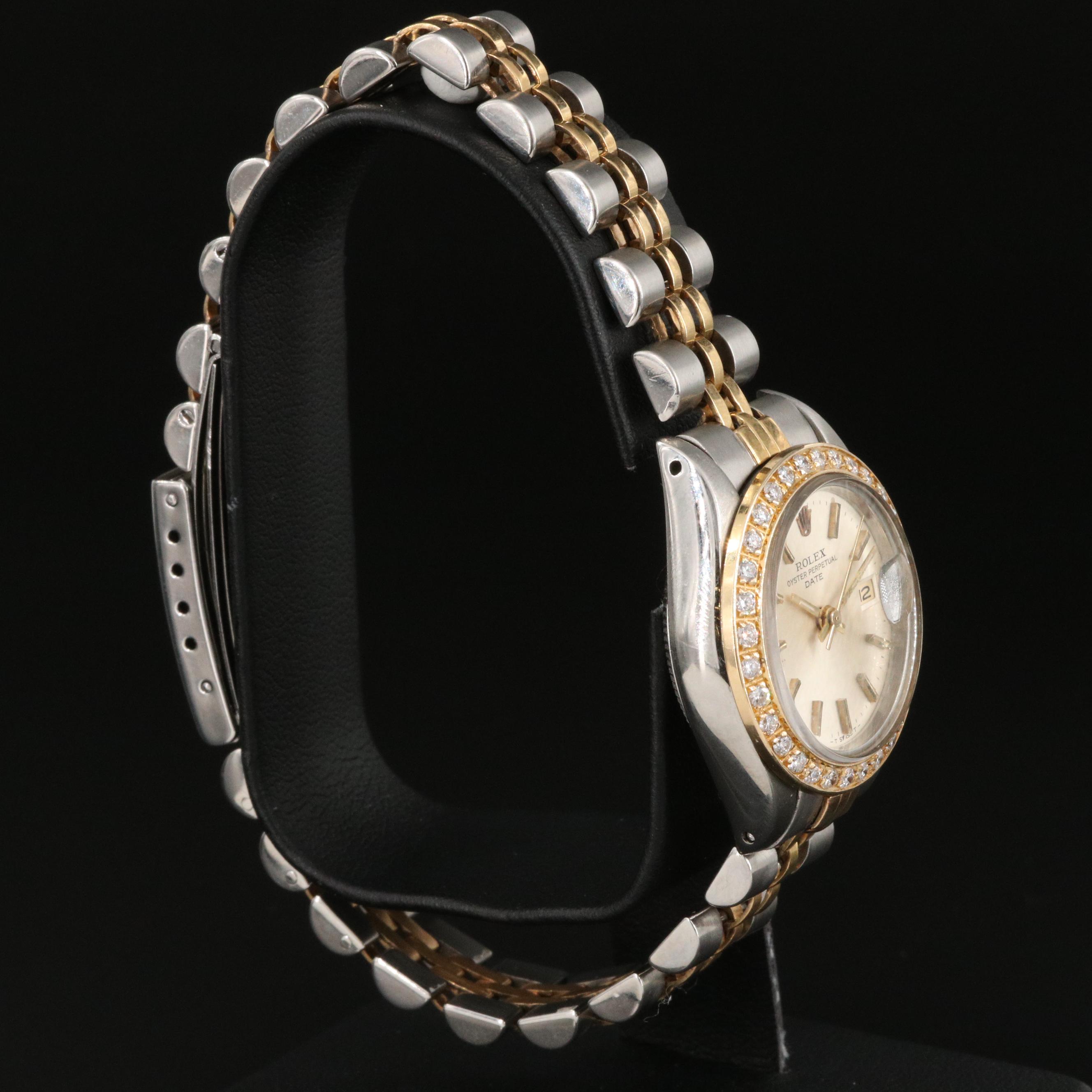 1981 Rolex Stainless Steel and 18K Diamond Bezel Watch