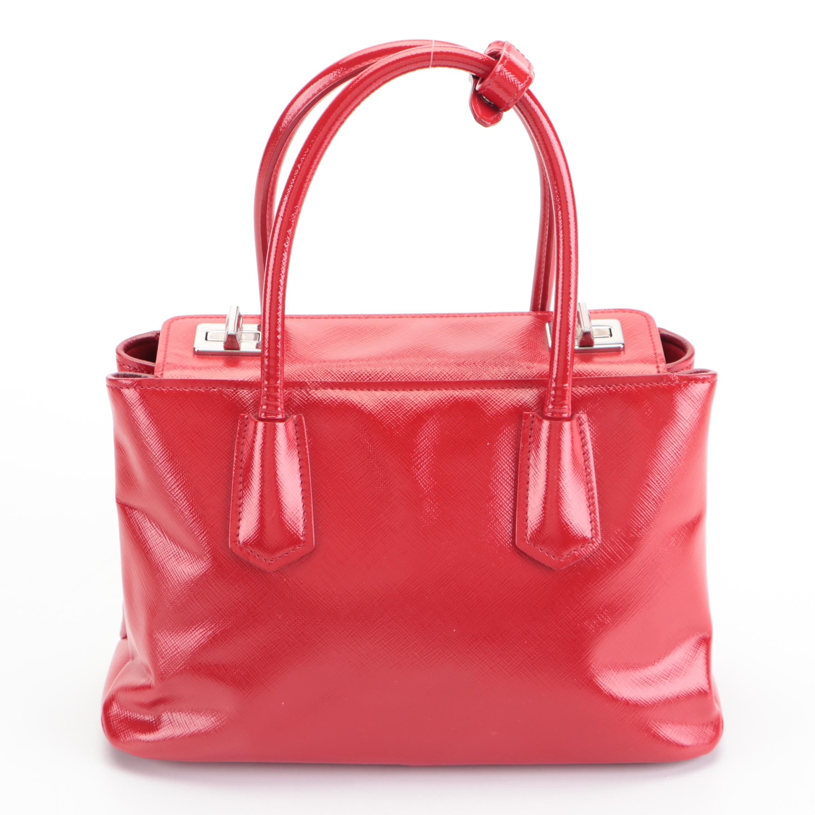 Prada Turnlock Twin Tote Mini Bag in Saffiano Cuir Leather