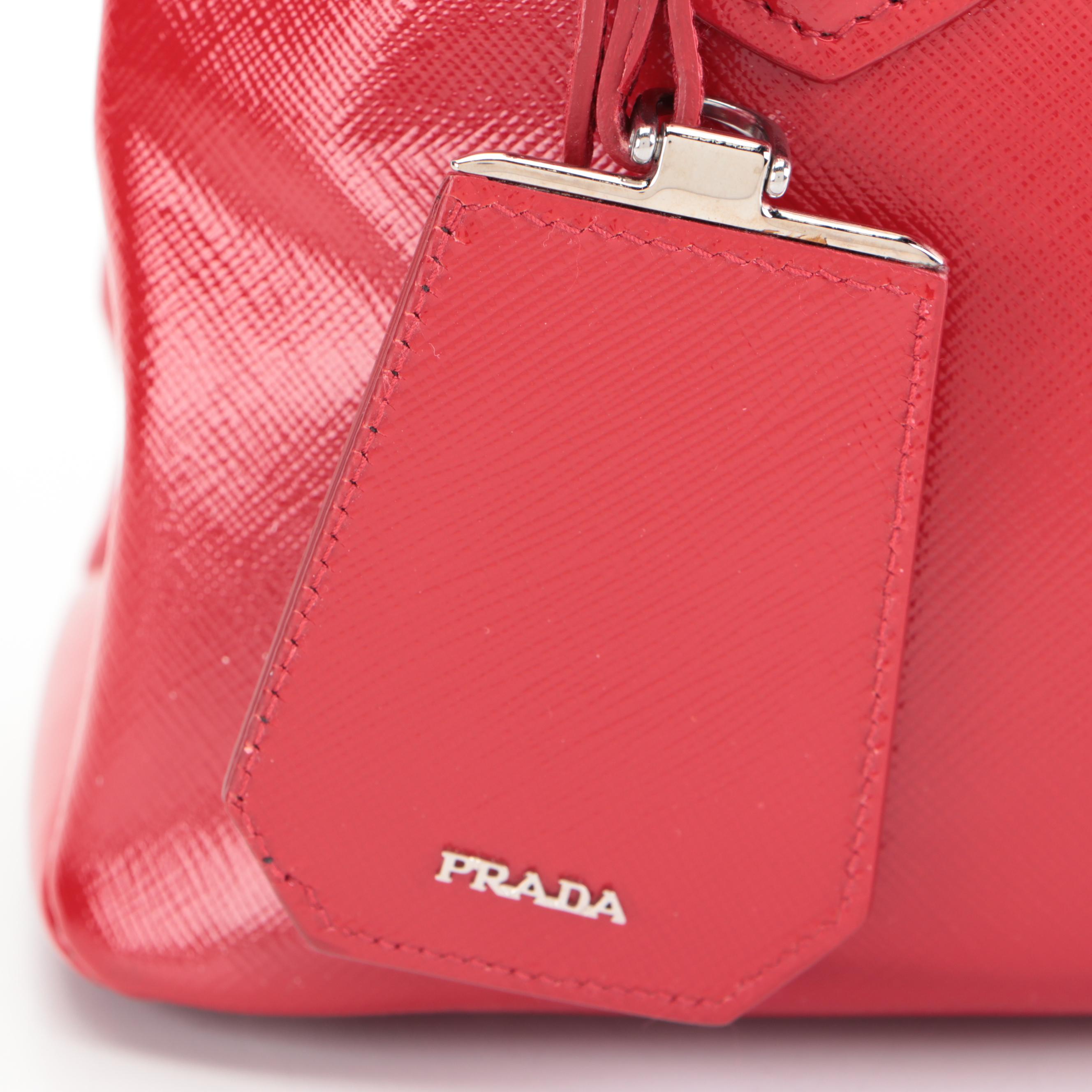Prada Turnlock Twin Tote Mini Bag in Saffiano Cuir Leather