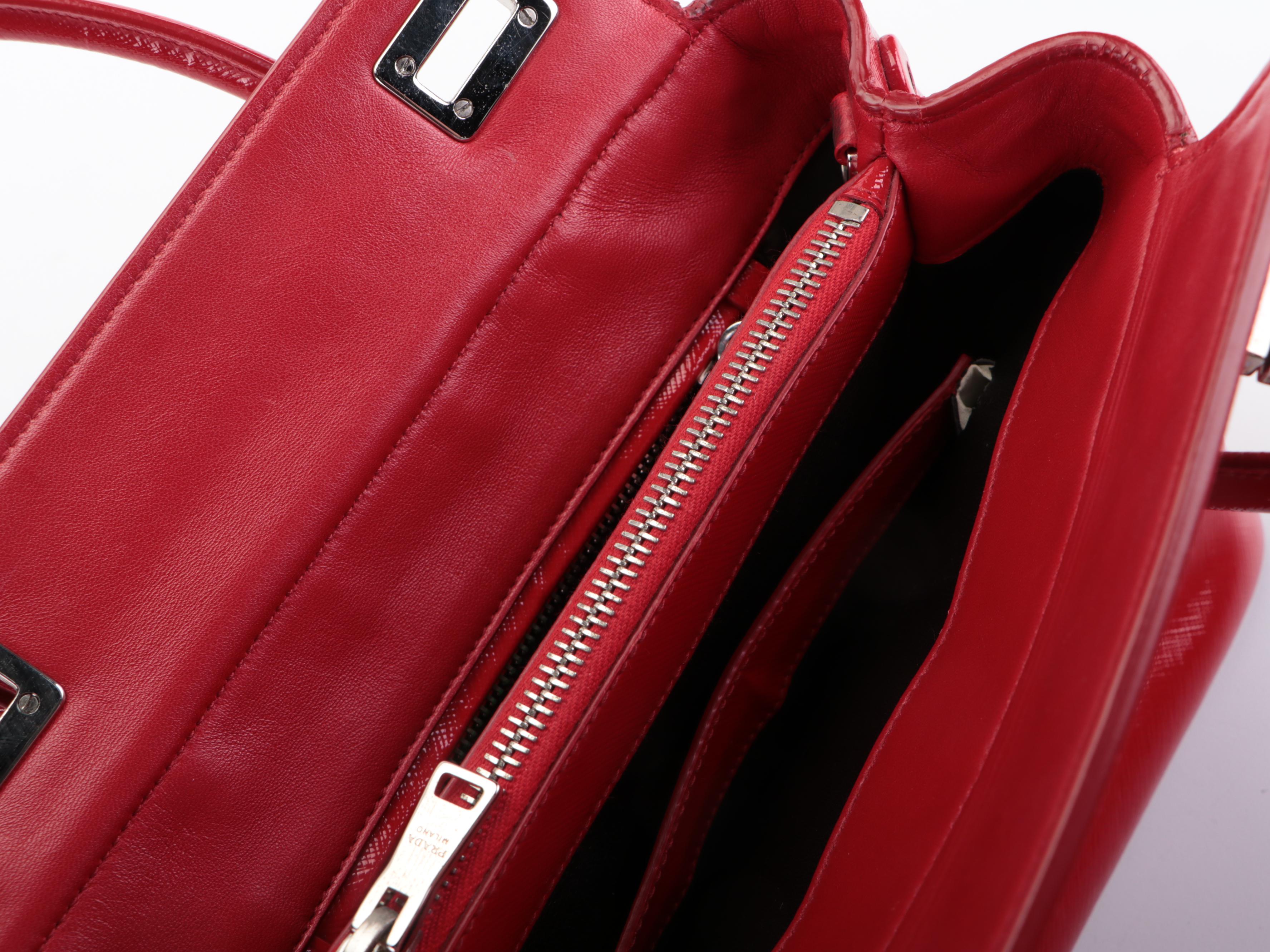 Prada Turnlock Twin Tote Mini Bag in Saffiano Cuir Leather