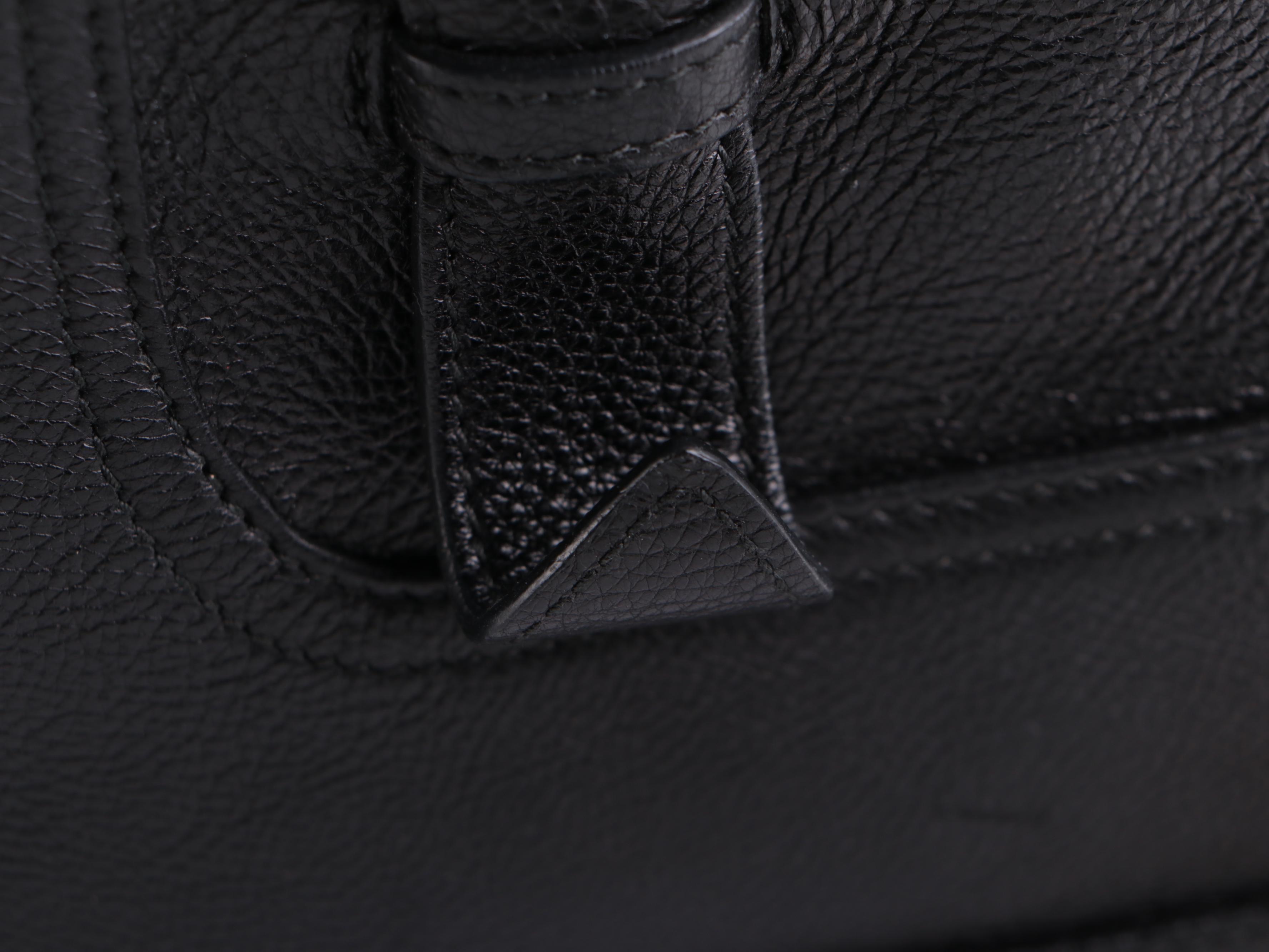 Prada Etiquette Patch Tote Medium in Black Grainy Calfskin Leather