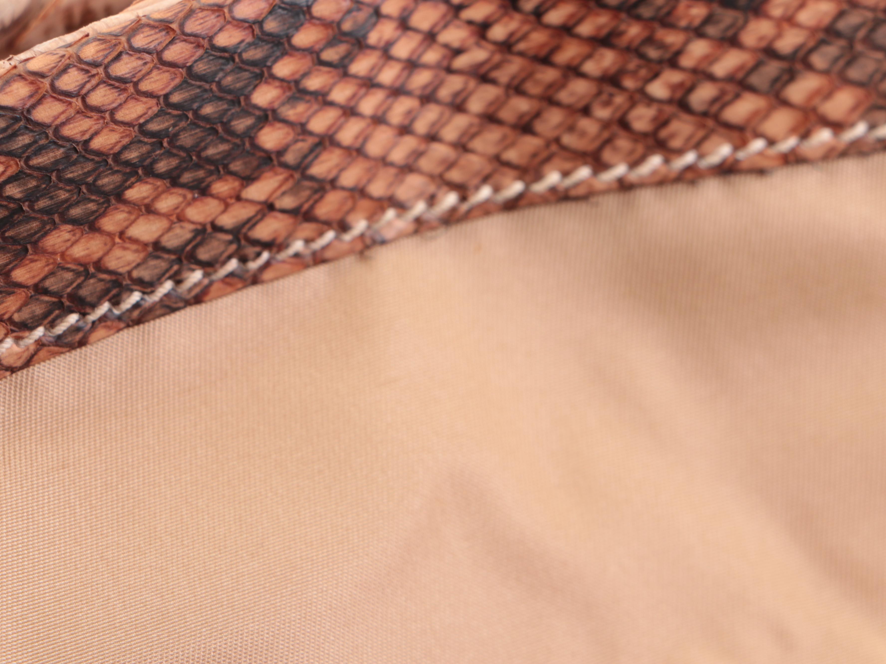 Prada Double Front Pocket Small Shoulder Bag in Tan Nylon Tessuto and Python