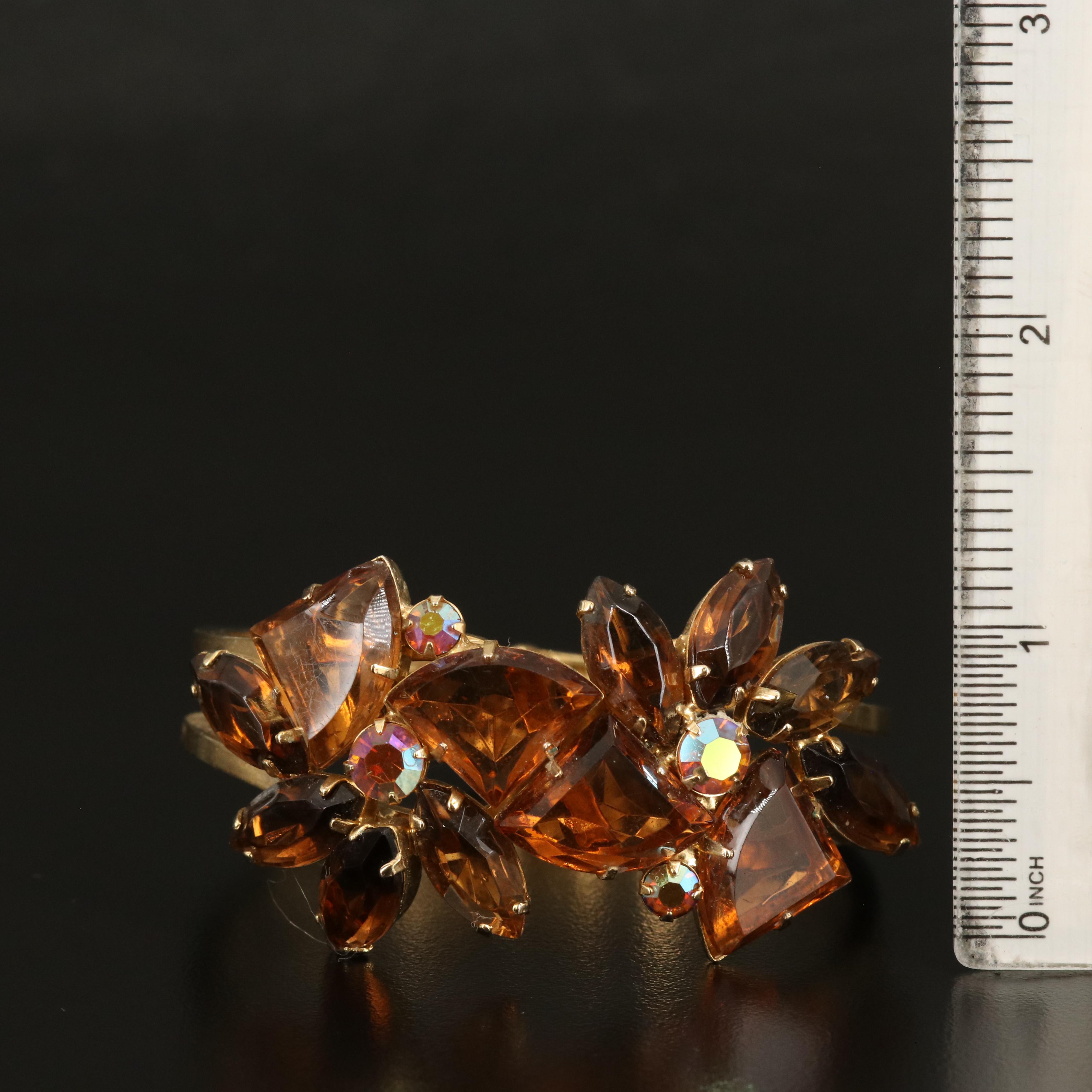 Juliana Rhinestone, Frosted and Amber Glass Clamper and Earring Sets