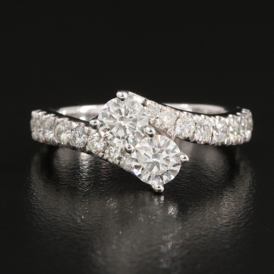 14K 1.41 CTW Diamond Bypass Ring